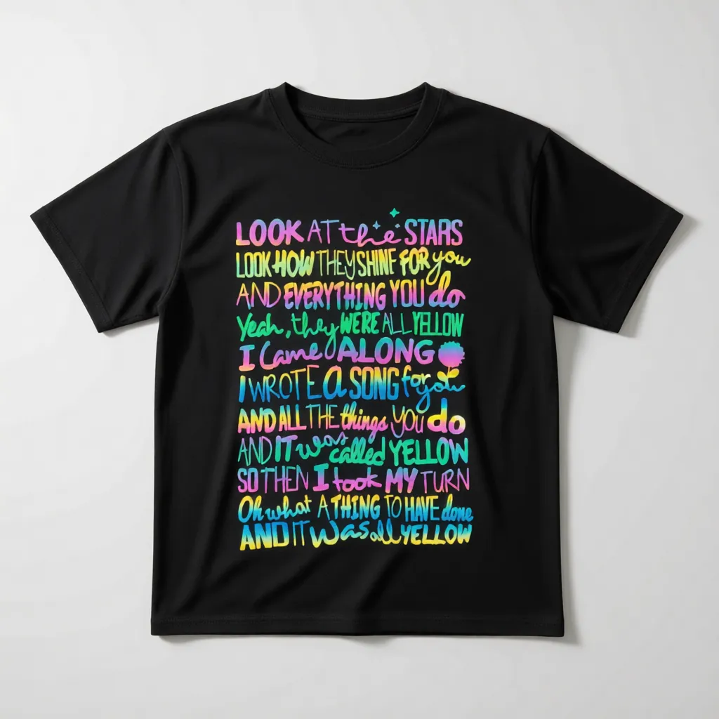 Coldplay Reflective Oversized T-Shirt Lyrics Background - 240 GSM - alternate view