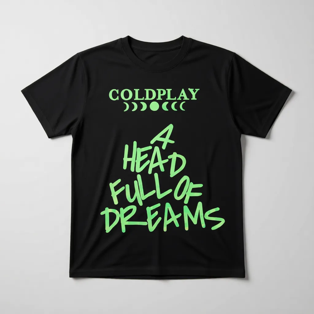 Coldplay Glow In Dark Oversized T-Shirt Front Faces Lights will guide you - 240 GSM - alternate view