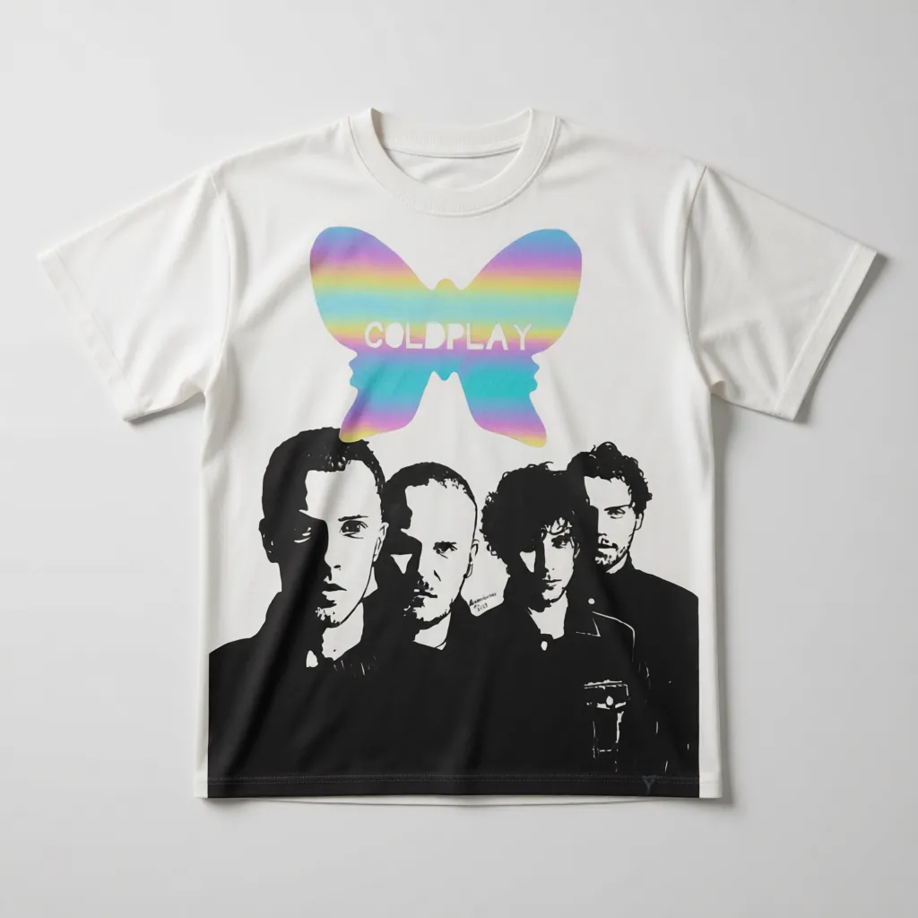 Coldplay Reflective Oversized T-Shirt butterfly reflective rainbow - alternate view