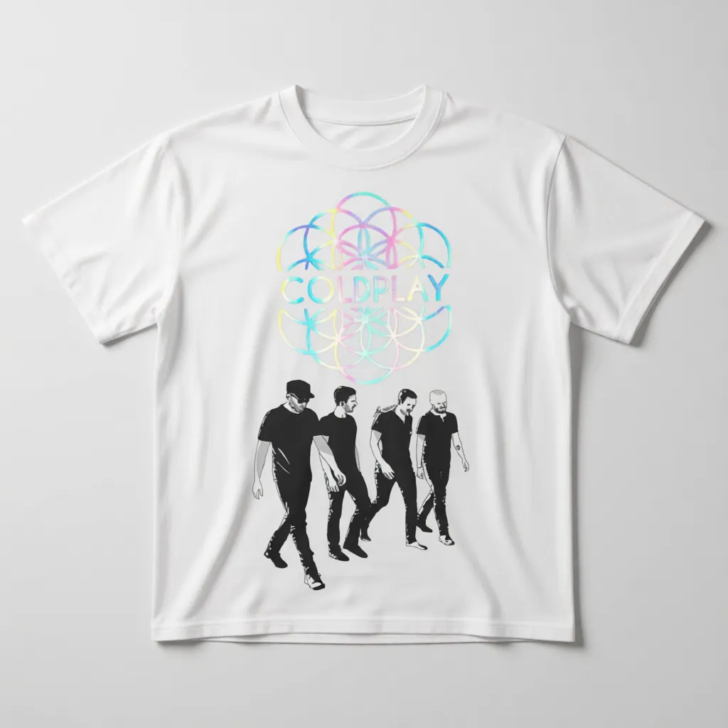 Coldplay Glow In Dark Oversized T-Shirt Rainbow 4 Men Walking - alternate view