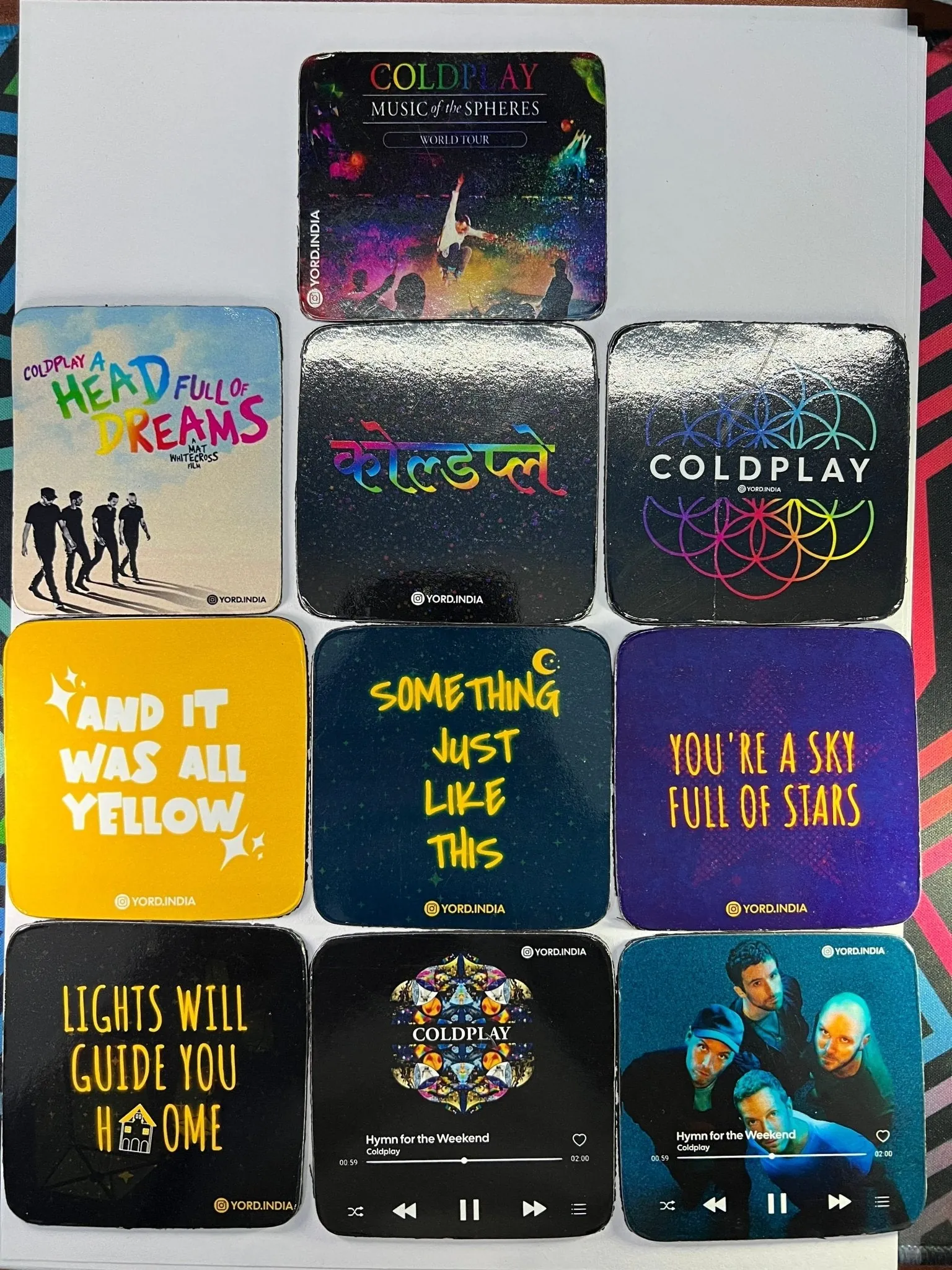 Coldplay India Tour Fridge Magnets, Pack of 10