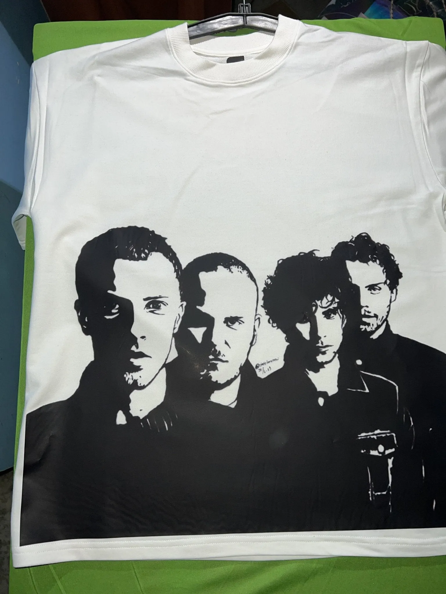 Coldplay Premium Oversize French Terry Cotton White T-Shirt –(240 GSM)