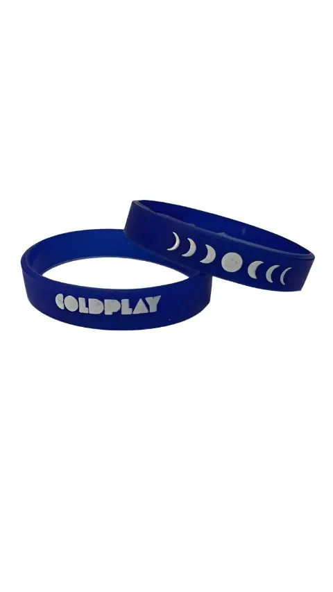 Coldplay Wristband Set - Blue with White Print (Pack of 2)