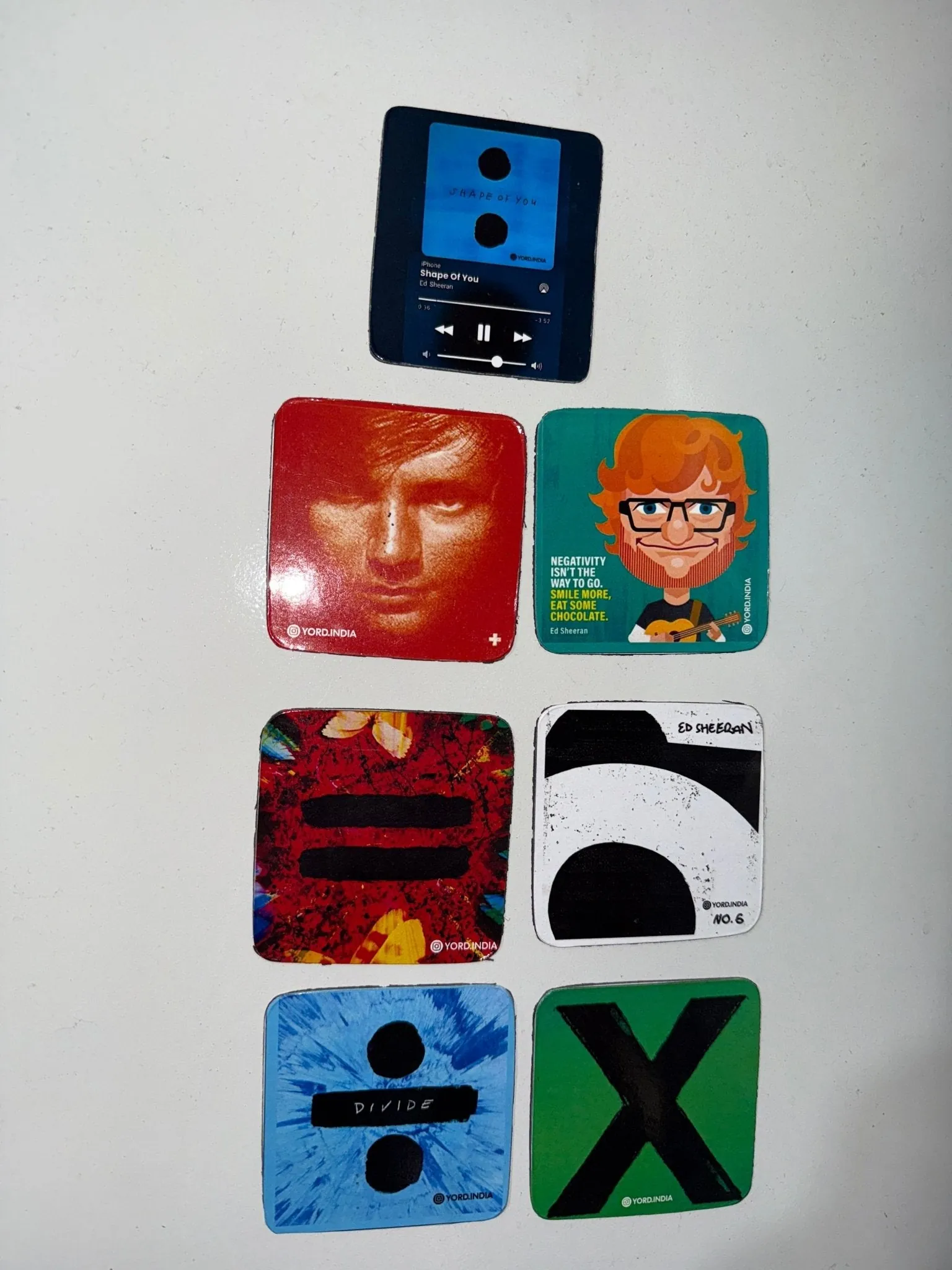 Ed Sheeran Album Cover Fridge Magnets, Set of 7