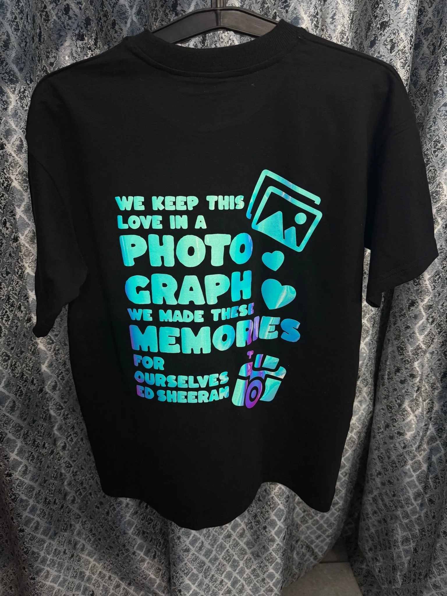 ['Ed Sheeran Glow in Dark Premium Concert T-Shirt - Photograph Lyrics Edition by YORD (T-Shirts) - photo 1 of 4', 'Ed Sheeran Glow in Dark Premium Concert T-Shirt - Photograph Lyrics Edition by YORD (T-Shirts) - photo 2 of 4', 'Ed Sheeran Glow in Dark Premium Concert T-Shirt - Photograph Lyrics Edition by YORD (T-Shirts) - photo 3 of 4', 'Ed Sheeran Glow in Dark Premium Concert T-Shirt - Photograph Lyrics Edition by YORD (T-Shirts) - photo 4 of 4']