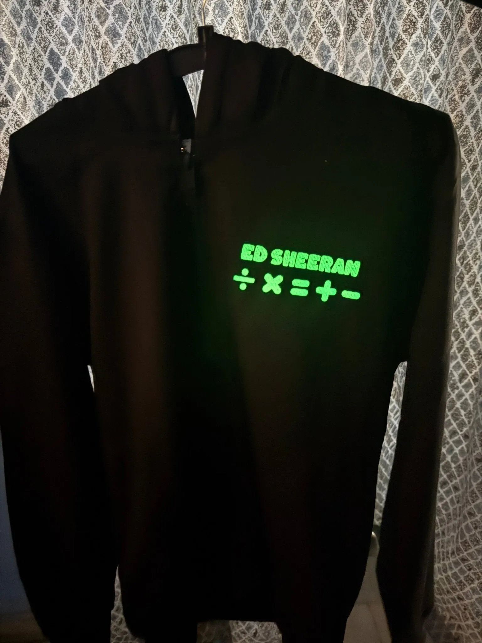 ['Ed Sheeran Limited Edition Glow-in-Dark Mathematical Symbol Zip-Up Hoodie - Concert Special Edition by YORD (Hoodies) - photo 1 of 4', 'Ed Sheeran Limited Edition Glow-in-Dark Mathematical Symbol Zip-Up Hoodie - Concert Special Edition by YORD (Hoodies) - photo 2 of 4', 'Ed Sheeran Limited Edition Glow-in-Dark Mathematical Symbol Zip-Up Hoodie - Concert Special Edition by YORD (Hoodies) - photo 3 of 4', 'Ed Sheeran Limited Edition Glow-in-Dark Mathematical Symbol Zip-Up Hoodie - Concert Special Edition by