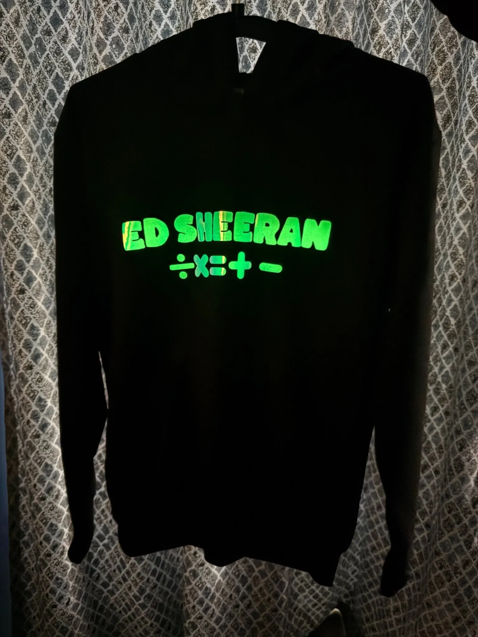 Ed Sheeran Limited Edition Holographic Mathematics Design Glow-in-Dark Premium Hoodie - alternate view