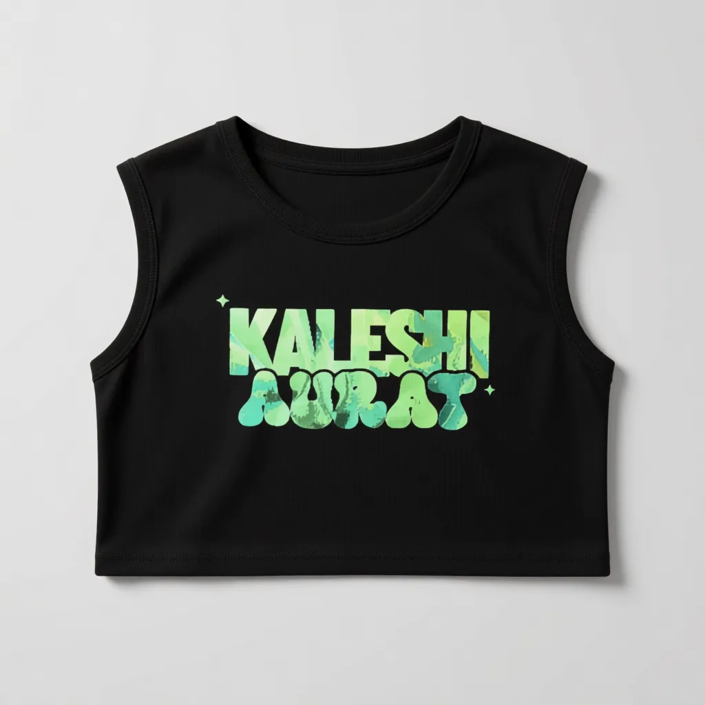 Kaleshi Aurat - Sleeveless Crop Top for Women with Reflective Print - alternate view