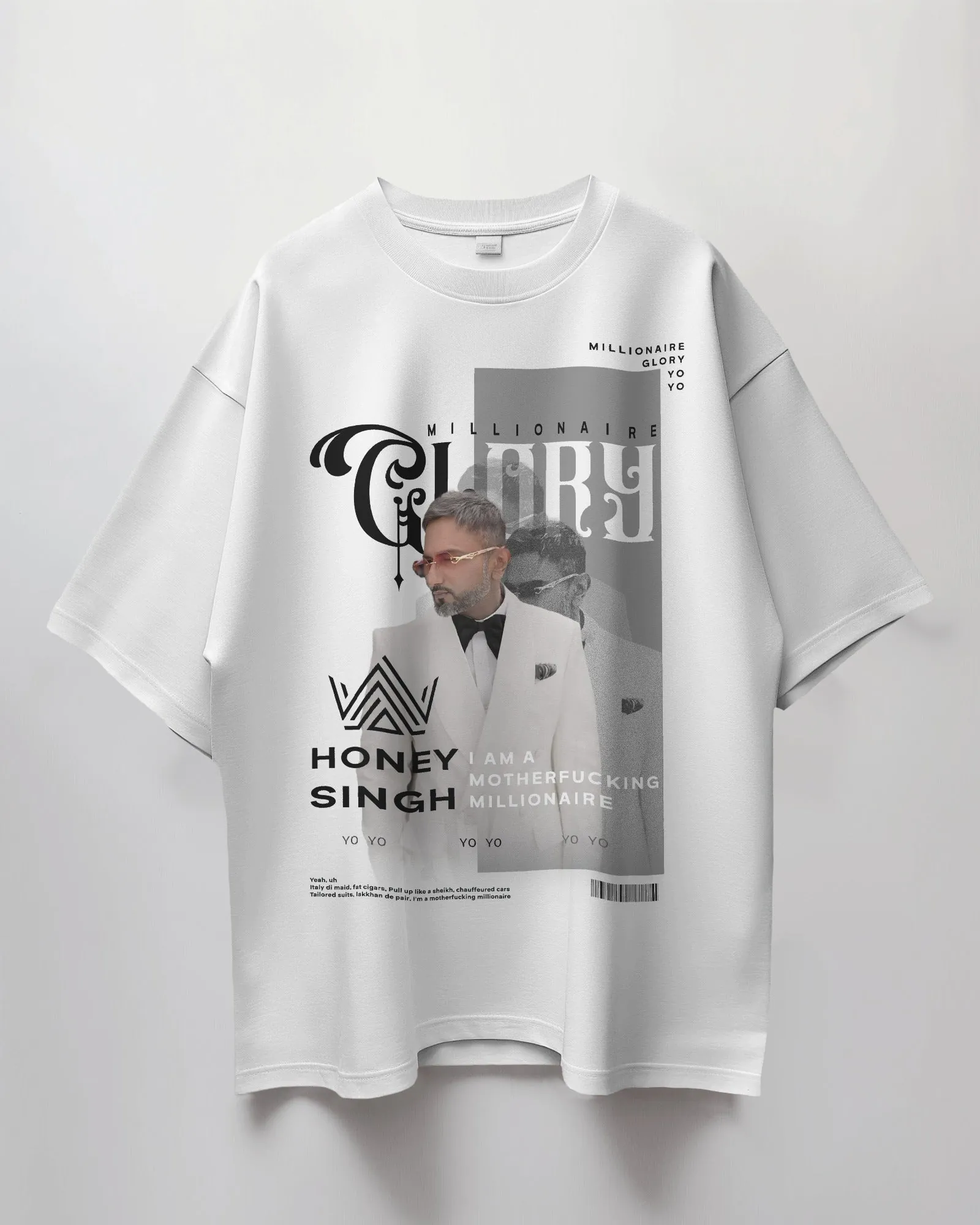 ['Millionaire Glory Yo Yo Honey Singh Premium Luxury Concert T-Shirt - Limited Edition  With TWO  Fridge Magnets FREE! by YORD (T-Shirts) - photo 1 of 8', 'Millionaire Glory Yo Yo Honey Singh Premium Luxury Concert T-Shirt - Limited Edition  With TWO  Fridge Magnets FREE! by YORD (T-Shirts) - photo 2 of 8', 'Millionaire Glory Yo Yo Honey Singh Premium Luxury Concert T-Shirt - Limited Edition  With TWO  Fridge Magnets FREE! by YORD (T-Shirts) - photo 3 of 8', 'Millionaire Glory Yo Yo Honey Singh Premium Luxu