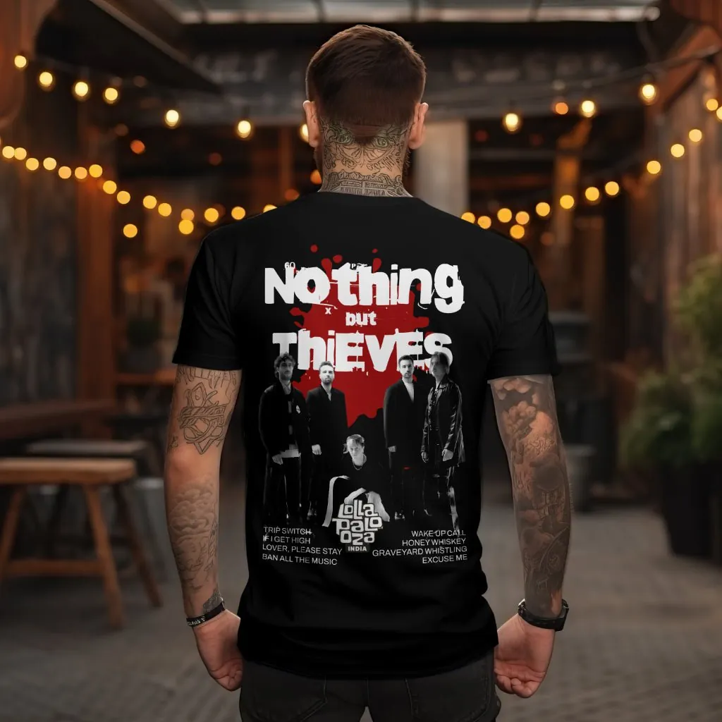 ['NOTHING BUT THIEVES Premium Oversized Graphic T-Shirt – Lollapalooza India Edition by YORD (T-Shirts) - photo 1 of 4', 'NOTHING BUT THIEVES Premium Oversized Graphic T-Shirt – Lollapalooza India Edition by YORD (T-Shirts) - photo 2 of 4', 'NOTHING BUT THIEVES Premium Oversized Graphic T-Shirt – Lollapalooza India Edition by YORD (T-Shirts) - photo 3 of 4', 'NOTHING BUT THIEVES Premium Oversized Graphic T-Shirt – Lollapalooza India Edition by YORD (T-Shirts) - photo 4 of 4']
