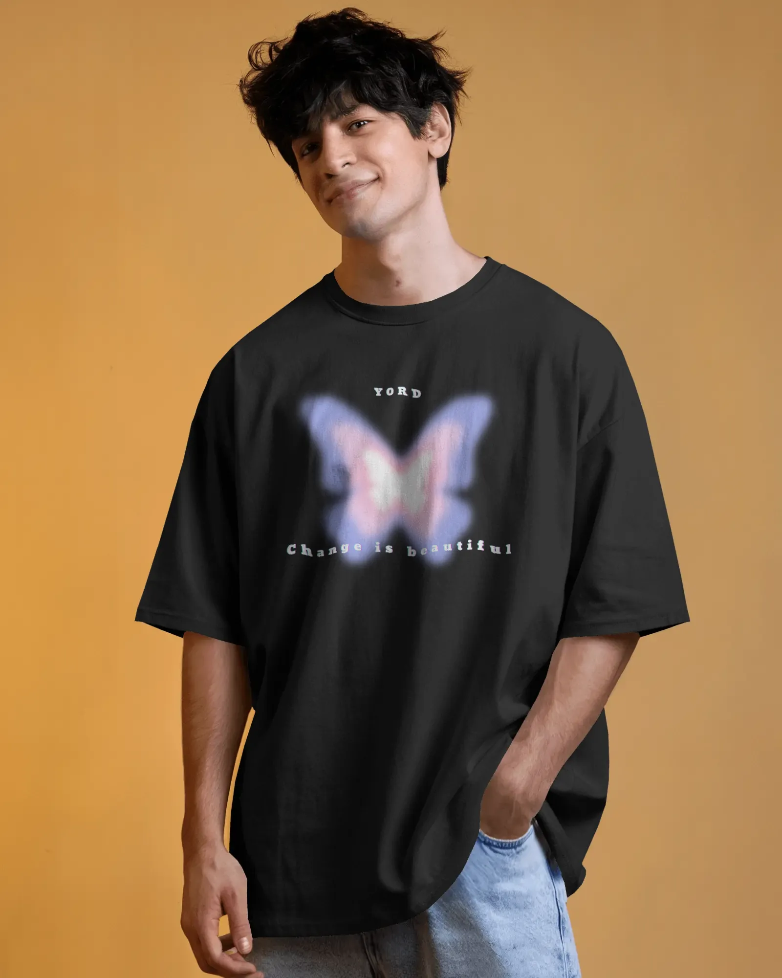Premium Butterfly 'Change is Beautiful' Oversized T-shirt - alternate view
