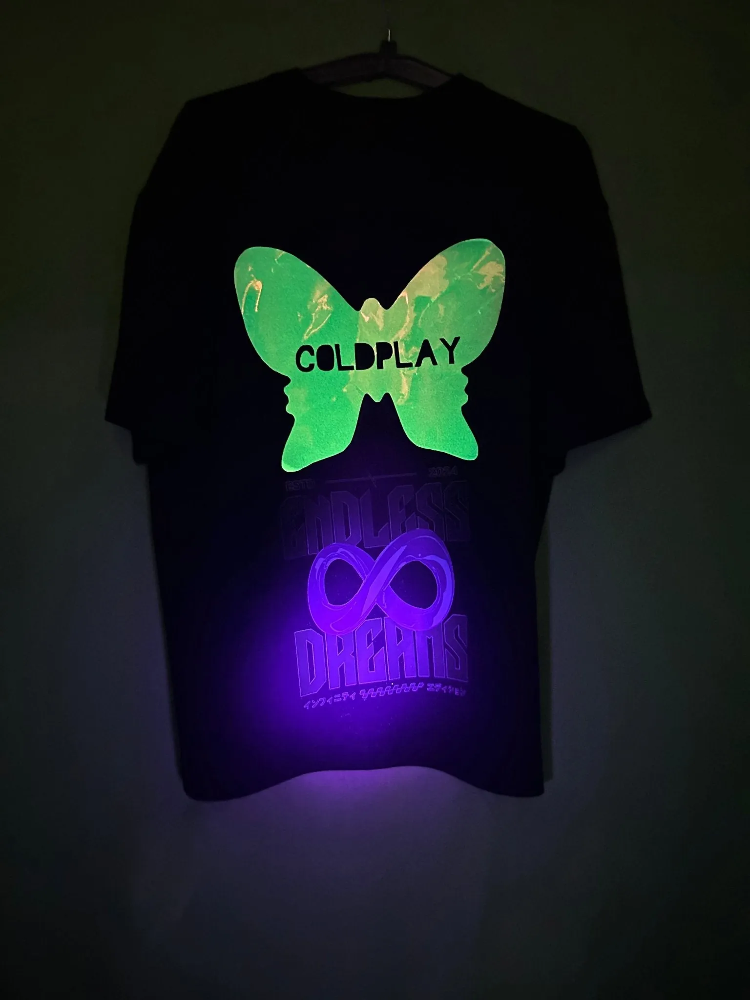Premium Coldplay Butterfly Glow-in-Dark Concert T-Shirt - Luxury French Terry Cotton Oversized Fit