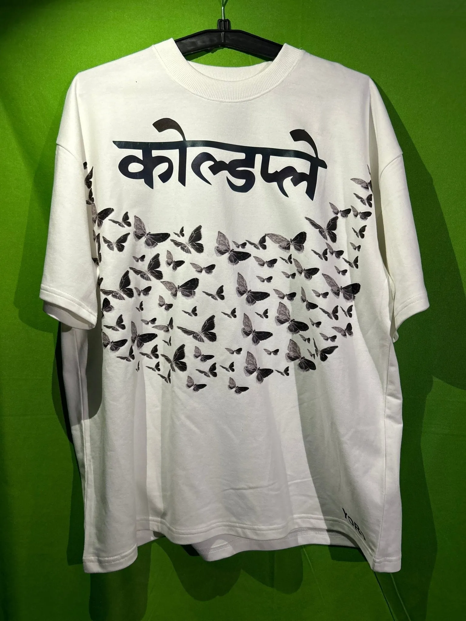 Premium Coldplay Devanagari Butterfly Oversized Long Sleeve T-Shirt - Luxury Concert Collection