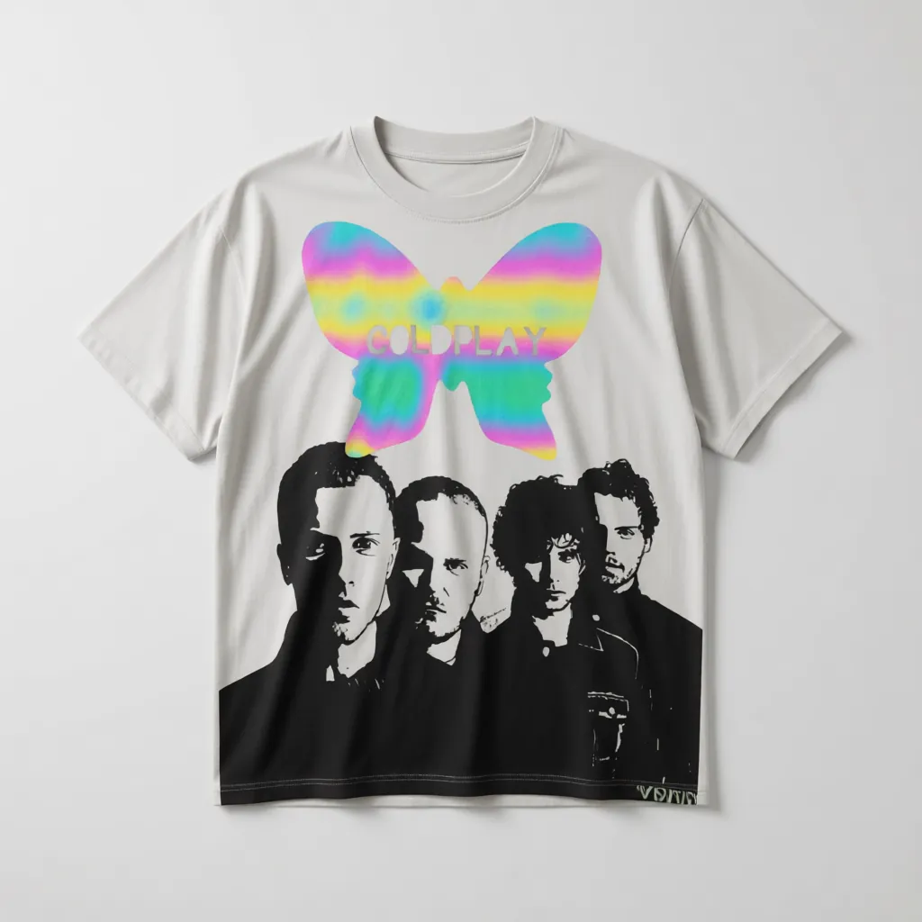 Coldplay Holographic Butterfly Oversized T-Shirt - alternate view