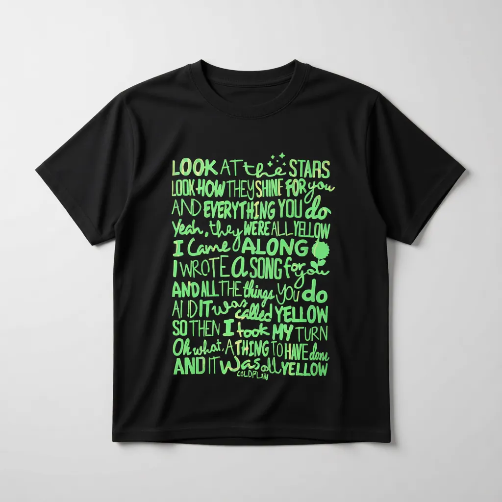 Coldplay Yellow Lyrics Glow-in-Dark T-Shirt - alternate view