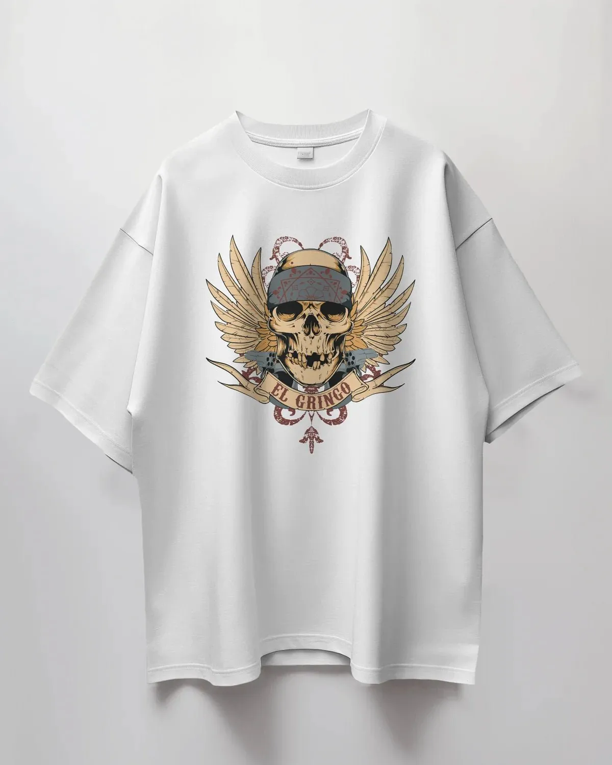 Premium El Gringo Skull Wings Oversized T-Shirt