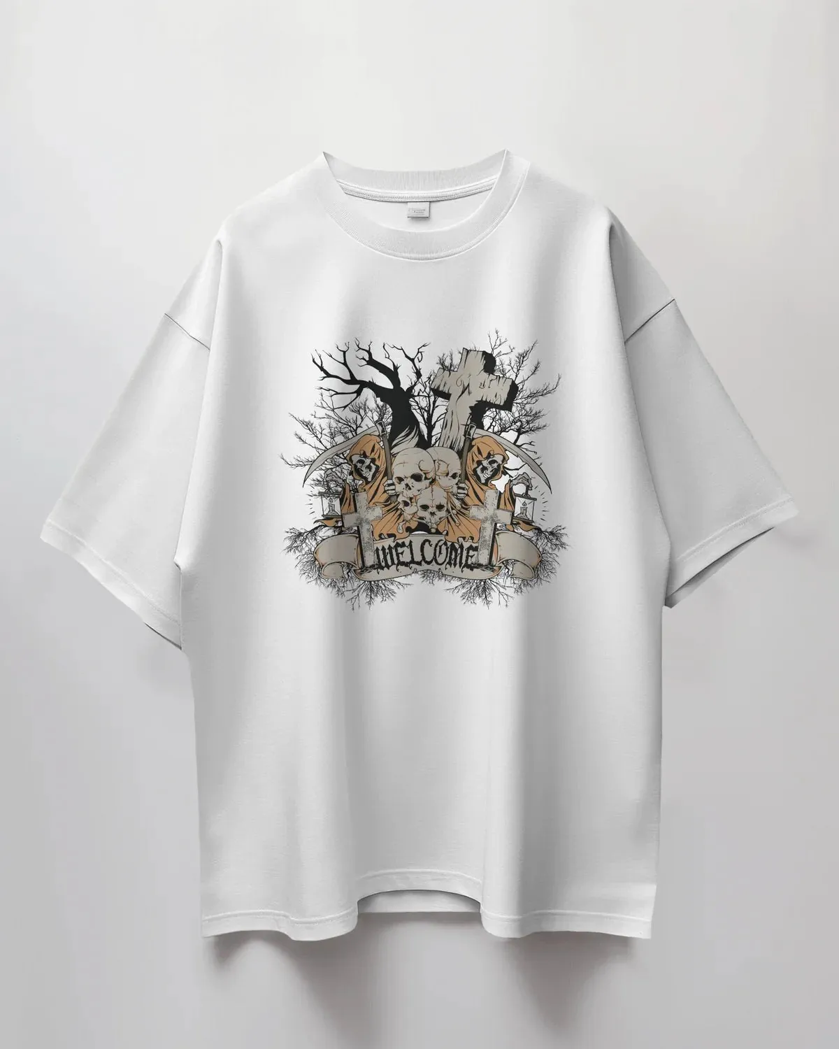 Premium Grim Reaper 'Unwelcome' Oversized Gothic T-shirt
