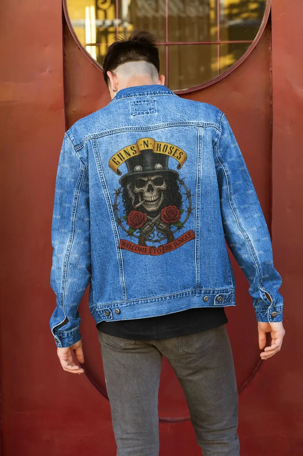 Premium Guns N' Roses Skull Print Denim Jacket - Limited Edition