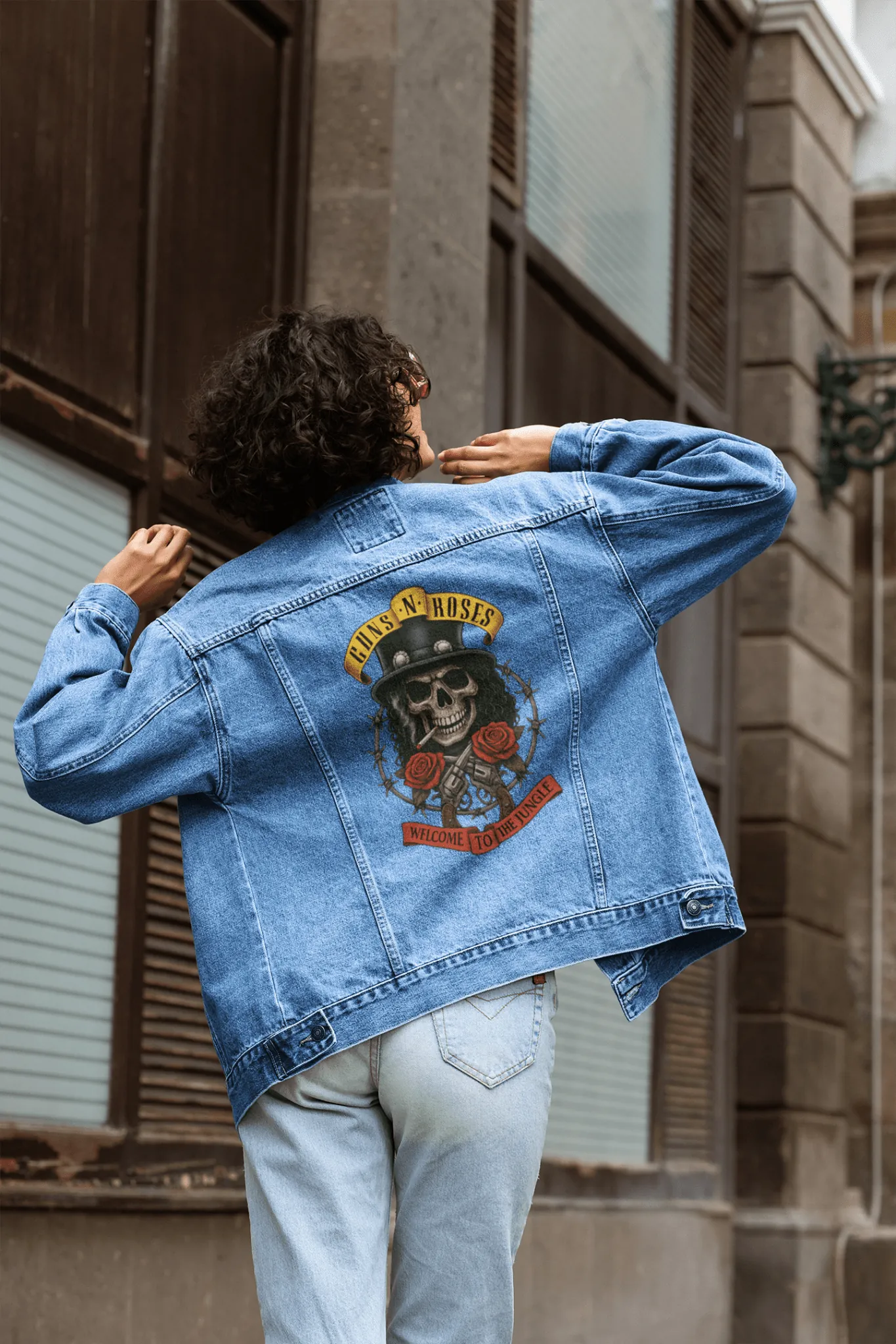 Premium Guns N' Roses Skull Print Denim Jacket - Limited Edition - alternate view