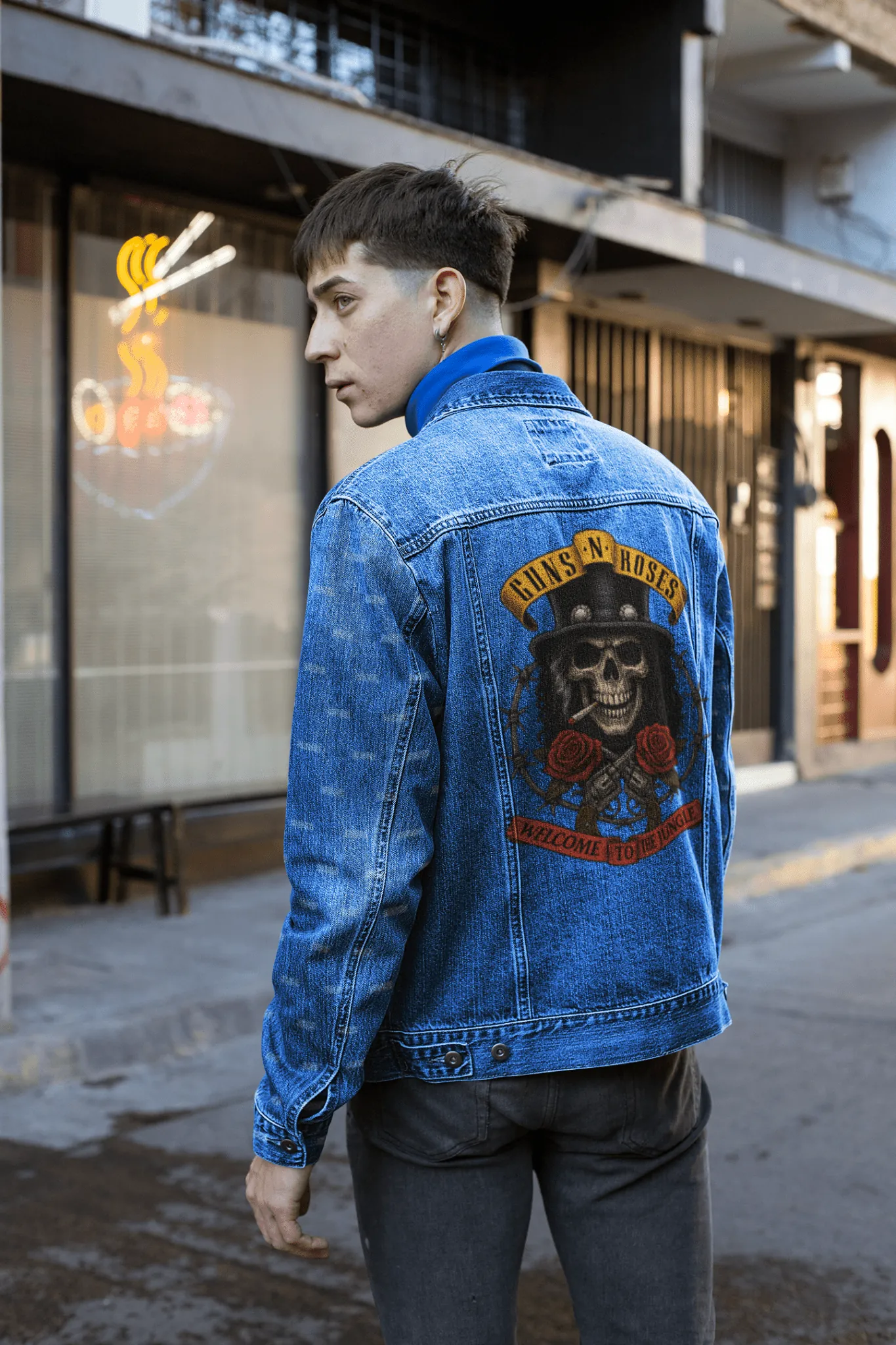 ["Premium Guns N' Roses Skull Print Denim Jacket - Limited Edition by YORD (Denim) - photo 1 of 5", "Premium Guns N' Roses Skull Print Denim Jacket - Limited Edition by YORD (Denim) - photo 2 of 5", "Premium Guns N' Roses Skull Print Denim Jacket - Limited Edition by YORD (Denim) - photo 3 of 5", "Premium Guns N' Roses Skull Print Denim Jacket - Limited Edition by YORD (Denim) - photo 4 of 5", "Premium Guns N' Roses Skull Print Denim Jacket - Limited Edition by YORD (Denim) - photo 5 of 5"]