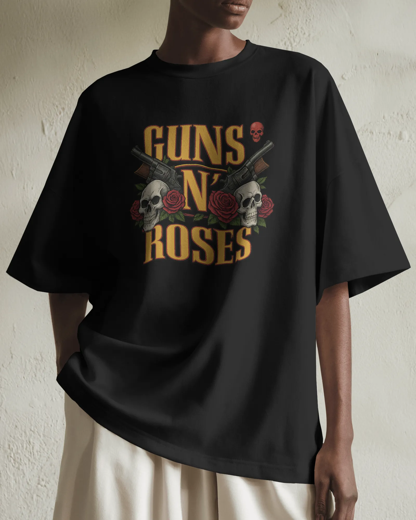 ["Premium Guns N' Roses Skull & Rose Oversized T-shirt by YORD (T-Shirts) - photo 1 of 8", "Premium Guns N' Roses Skull & Rose Oversized T-shirt by YORD (T-Shirts) - photo 2 of 8", "Premium Guns N' Roses Skull & Rose Oversized T-shirt by YORD (T-Shirts) - photo 3 of 8", "Premium Guns N' Roses Skull & Rose Oversized T-shirt by YORD (T-Shirts) - photo 4 of 8", "Premium Guns N' Roses Skull & Rose Oversized T-shirt by YORD (T-Shirts) - photo 5 of 8", "Premium Guns N' Roses Skull & Rose Oversized T-shirt by YORD
