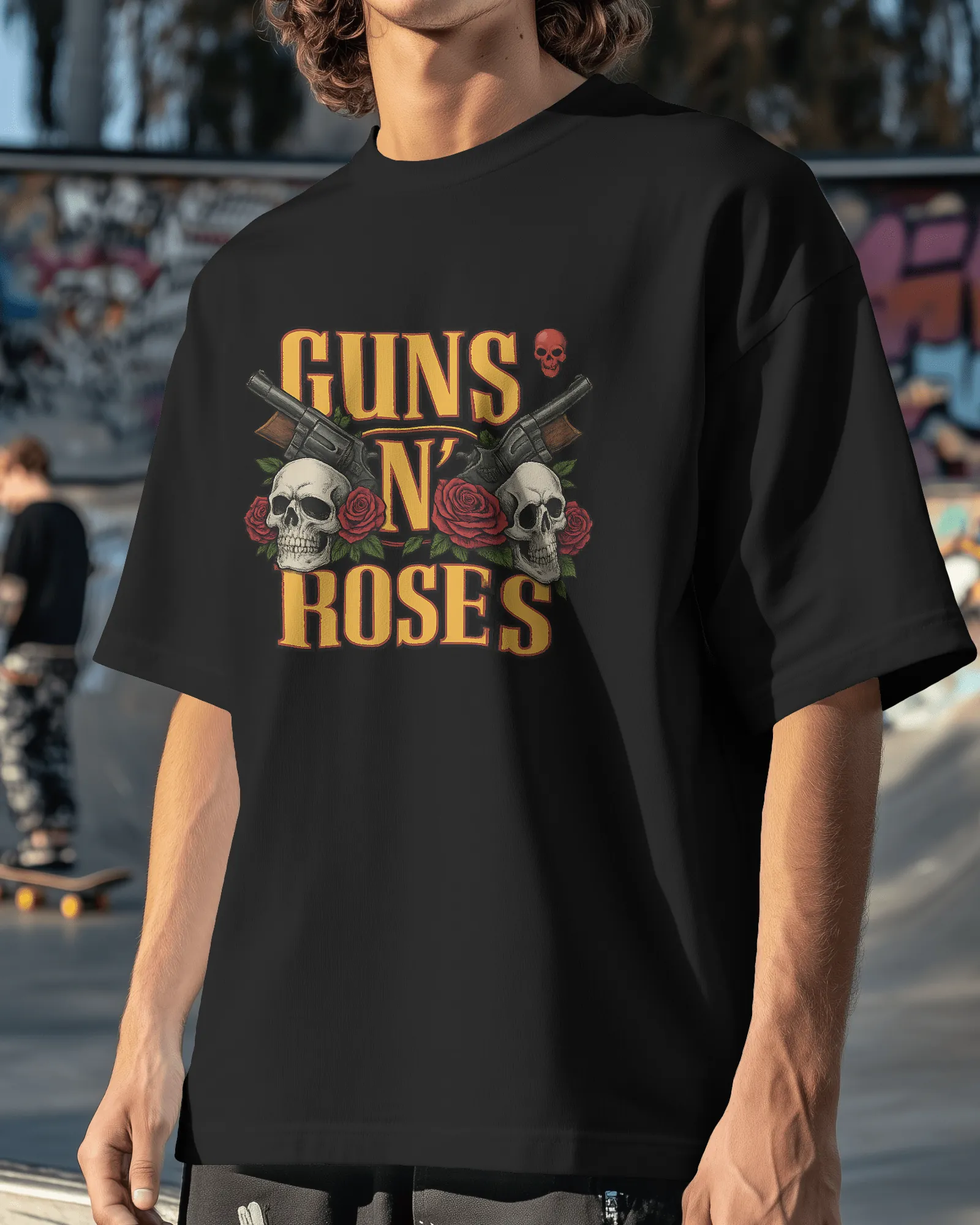 ["Premium Guns N' Roses Skull & Rose Oversized T-shirt by YORD (T-Shirts) - photo 1 of 8", "Premium Guns N' Roses Skull & Rose Oversized T-shirt by YORD (T-Shirts) - photo 2 of 8", "Premium Guns N' Roses Skull & Rose Oversized T-shirt by YORD (T-Shirts) - photo 3 of 8", "Premium Guns N' Roses Skull & Rose Oversized T-shirt by YORD (T-Shirts) - photo 4 of 8", "Premium Guns N' Roses Skull & Rose Oversized T-shirt by YORD (T-Shirts) - photo 5 of 8", "Premium Guns N' Roses Skull & Rose Oversized T-shirt by YORD