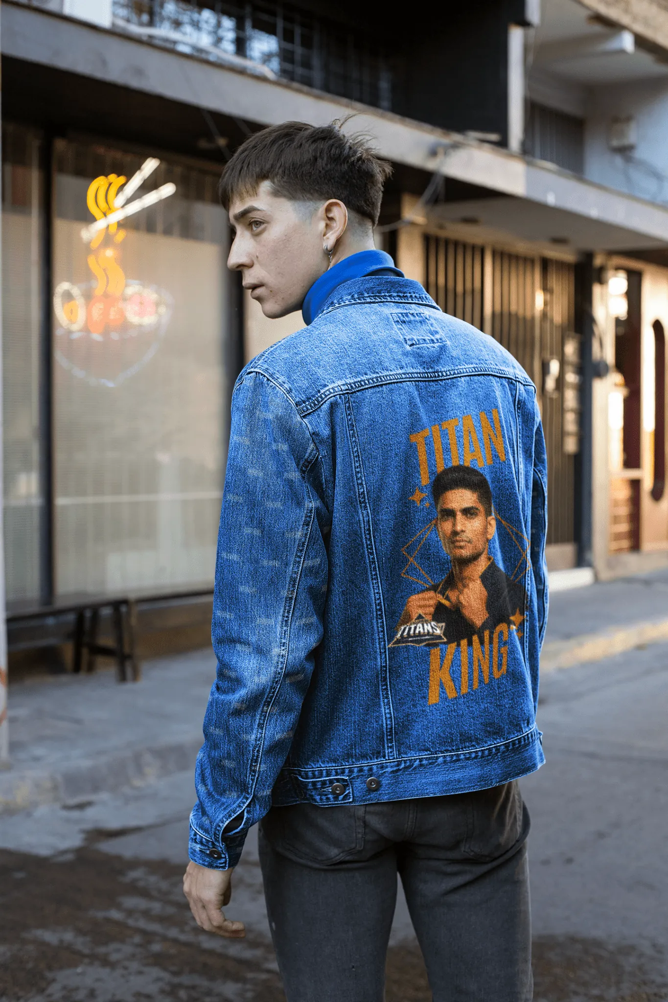 ['Premium Hand Painted Titan King GT Denim Jacket | IPL Fan Edition by YORD (Denim) - photo 1 of 8', 'Premium Hand Painted Titan King GT Denim Jacket | IPL Fan Edition by YORD (Denim) - photo 2 of 8', 'Premium Hand Painted Titan King GT Denim Jacket | IPL Fan Edition by YORD (Denim) - photo 3 of 8', 'Premium Hand Painted Titan King GT Denim Jacket | IPL Fan Edition by YORD (Denim) - photo 4 of 8', 'Premium Hand Painted Titan King GT Denim Jacket | IPL Fan Edition by YORD (Denim) - photo 5 of 8', 'Premium Ha