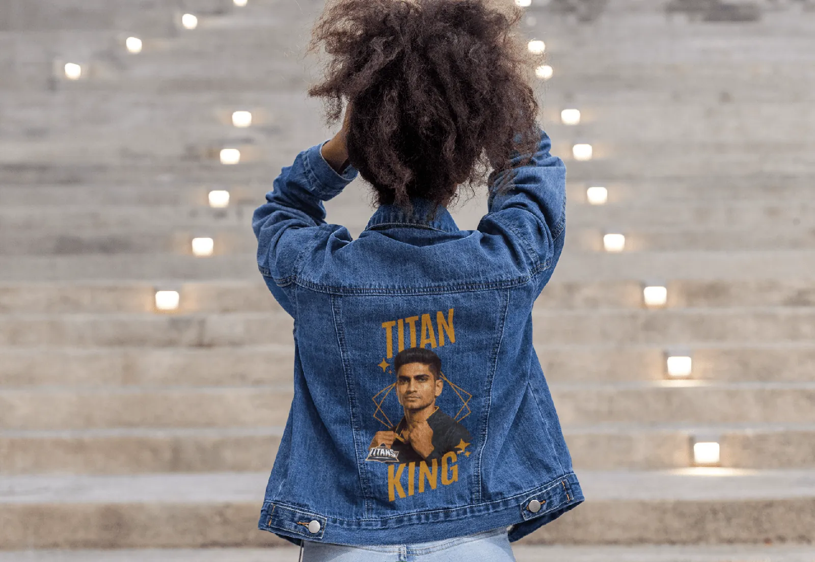 ['Premium Hand Painted Titan King GT Denim Jacket | IPL Fan Edition by YORD (Denim) - photo 1 of 8', 'Premium Hand Painted Titan King GT Denim Jacket | IPL Fan Edition by YORD (Denim) - photo 2 of 8', 'Premium Hand Painted Titan King GT Denim Jacket | IPL Fan Edition by YORD (Denim) - photo 3 of 8', 'Premium Hand Painted Titan King GT Denim Jacket | IPL Fan Edition by YORD (Denim) - photo 4 of 8', 'Premium Hand Painted Titan King GT Denim Jacket | IPL Fan Edition by YORD (Denim) - photo 5 of 8', 'Premium Ha