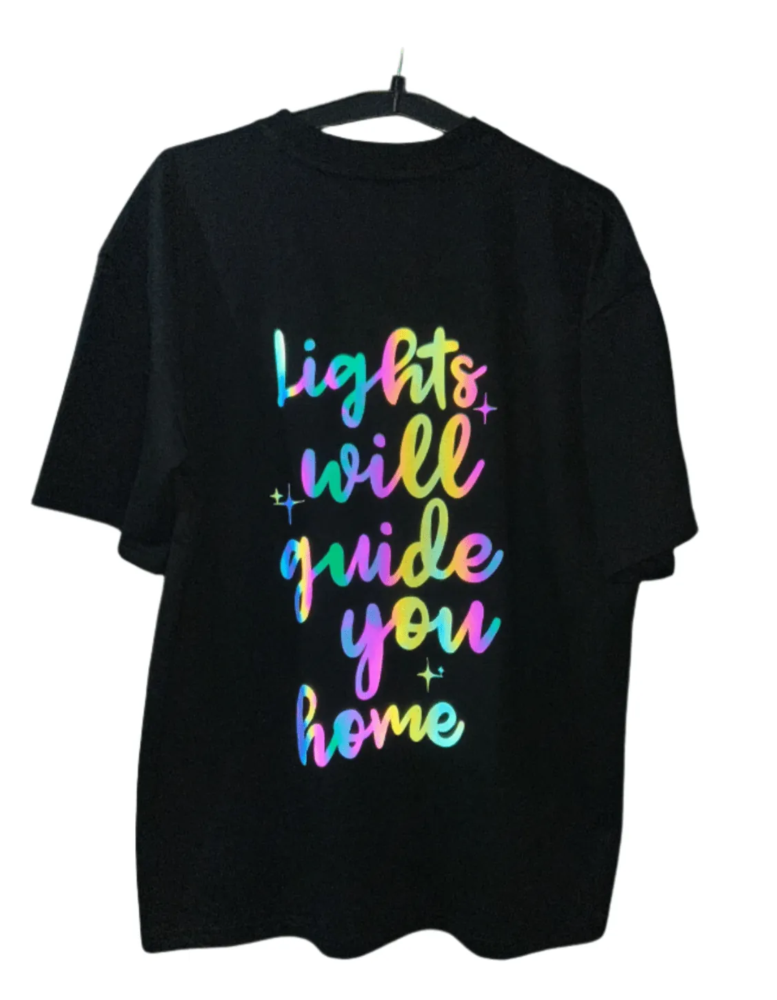 Premium Rainbow Reflector Coldplay Concert "Lights Will Guide You Home" Oversized T-shirt