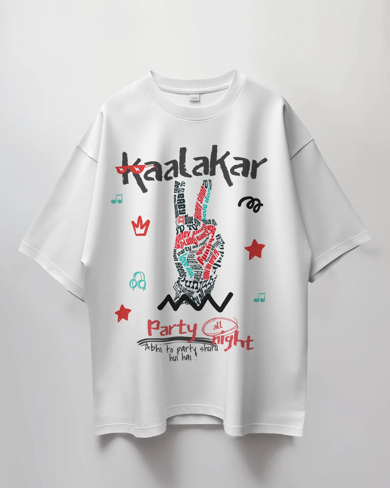 Honey Singh "Kaalakar Party All Night" Luxury Oversized T-Shirt - Concert Ready . With TWO Fridge Magnets FREE!