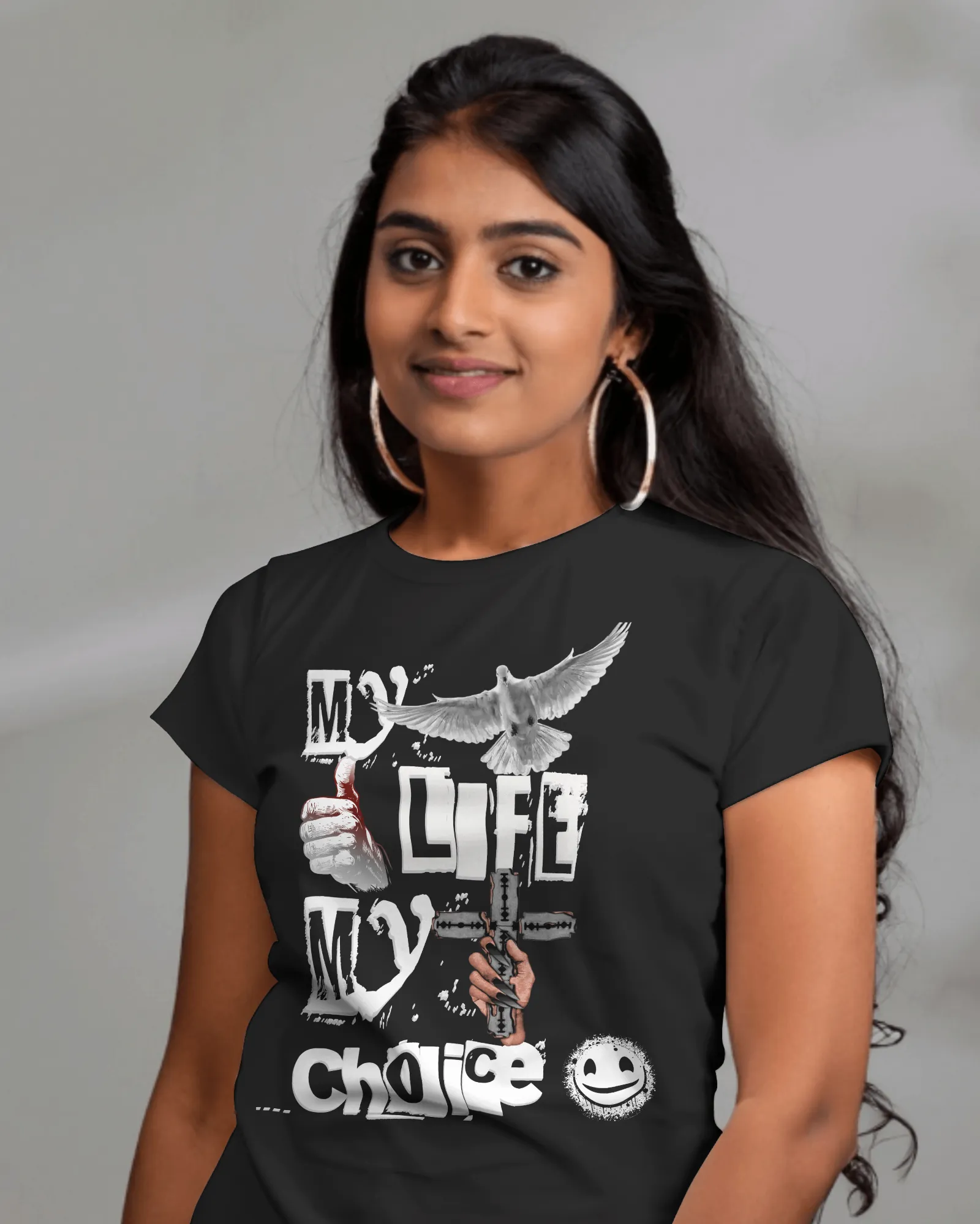 Premium 'My Life My Choice' Graphic Print Regular T-shirt - alternate view