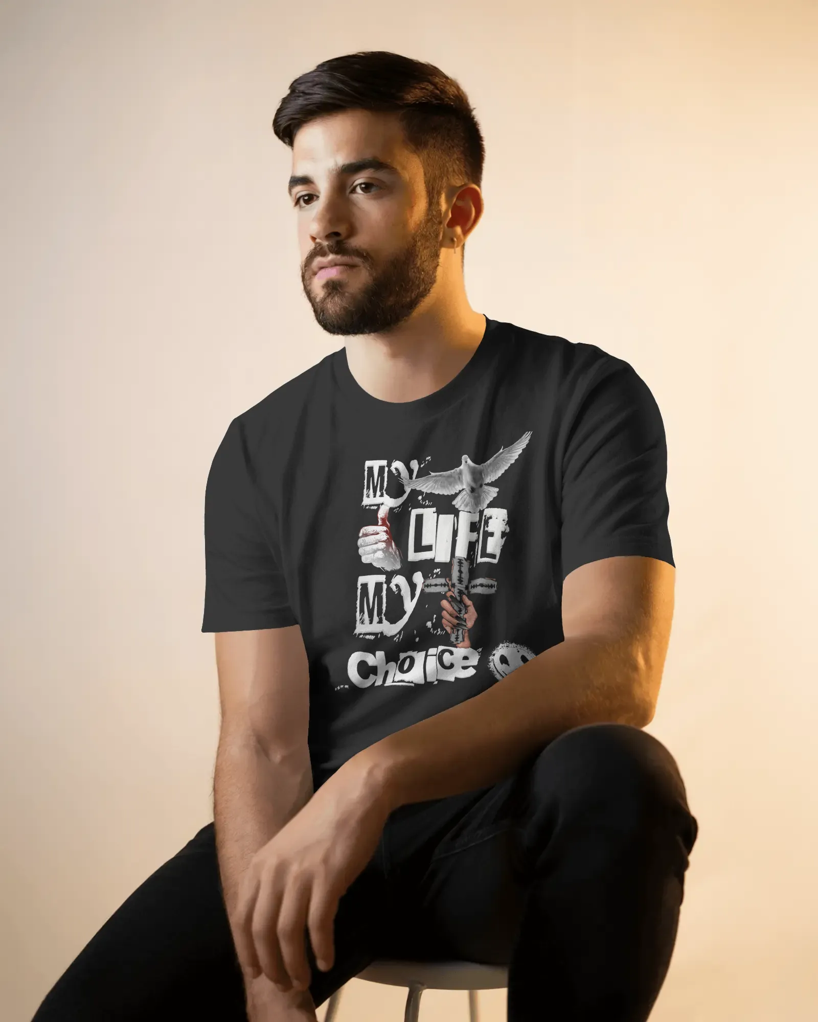 ["Premium 'My Life My Choice' Graphic Print Regular T-shirt by YORD (T-Shirts) - photo 1 of 6", "Premium 'My Life My Choice' Graphic Print Regular T-shirt by YORD (T-Shirts) - photo 2 of 6", "Premium 'My Life My Choice' Graphic Print Regular T-shirt by YORD (T-Shirts) - photo 3 of 6", "Premium 'My Life My Choice' Graphic Print Regular T-shirt by YORD (T-Shirts) - photo 4 of 6", "Premium 'My Life My Choice' Graphic Print Regular T-shirt by YORD (T-Shirts) - photo 5 of 6", "Premium 'My Life My Choice' Graphic