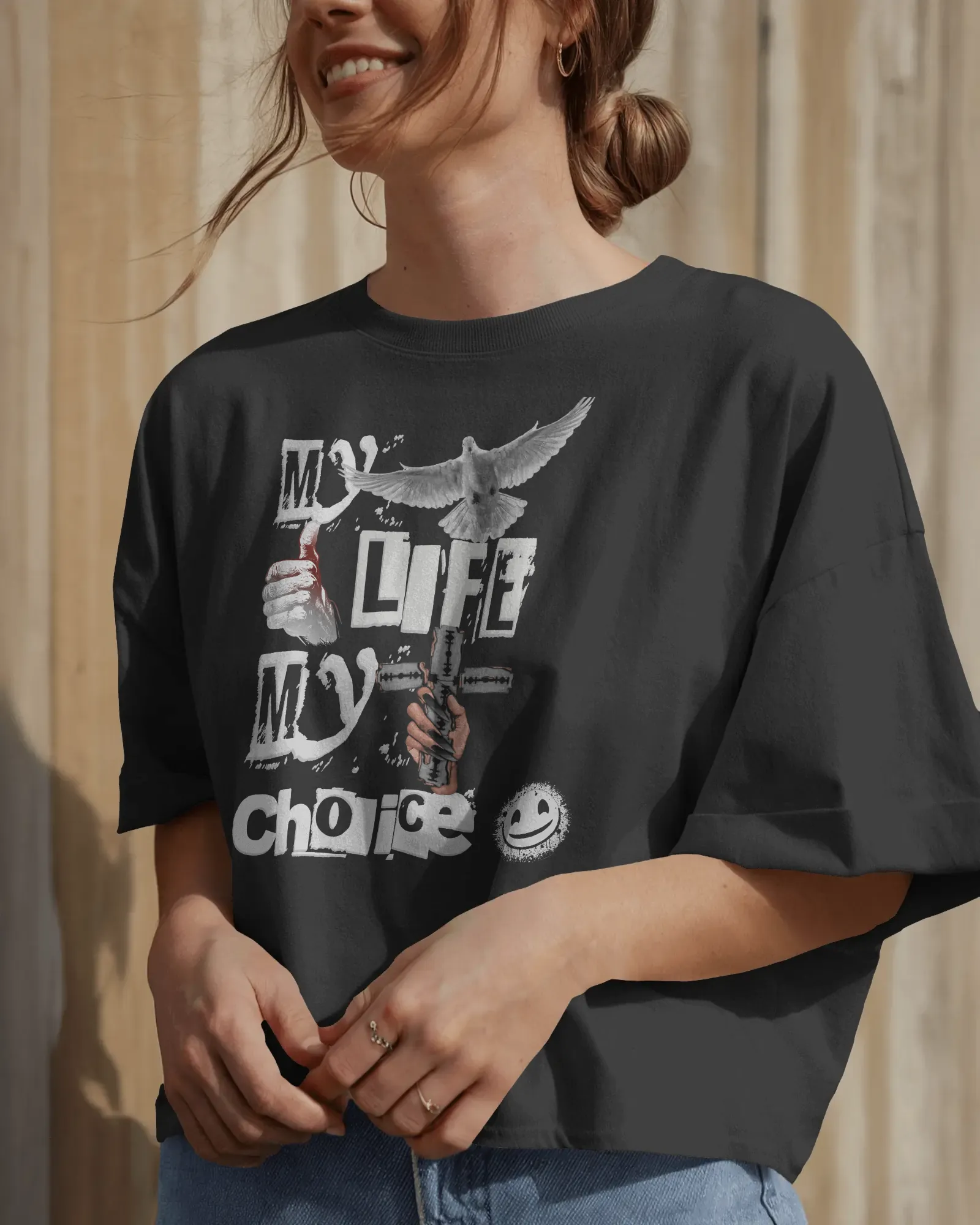 ["Premium 'My Life My Choice' Oversized Graphic T-shirt by YORD (T-Shirts) - photo 1 of 11", "Premium 'My Life My Choice' Oversized Graphic T-shirt by YORD (T-Shirts) - photo 2 of 11", "Premium 'My Life My Choice' Oversized Graphic T-shirt by YORD (T-Shirts) - photo 3 of 11", "Premium 'My Life My Choice' Oversized Graphic T-shirt by YORD (T-Shirts) - photo 4 of 11", "Premium 'My Life My Choice' Oversized Graphic T-shirt by YORD (T-Shirts) - photo 5 of 11", "Premium 'My Life My Choice' Oversized Graphic T-sh