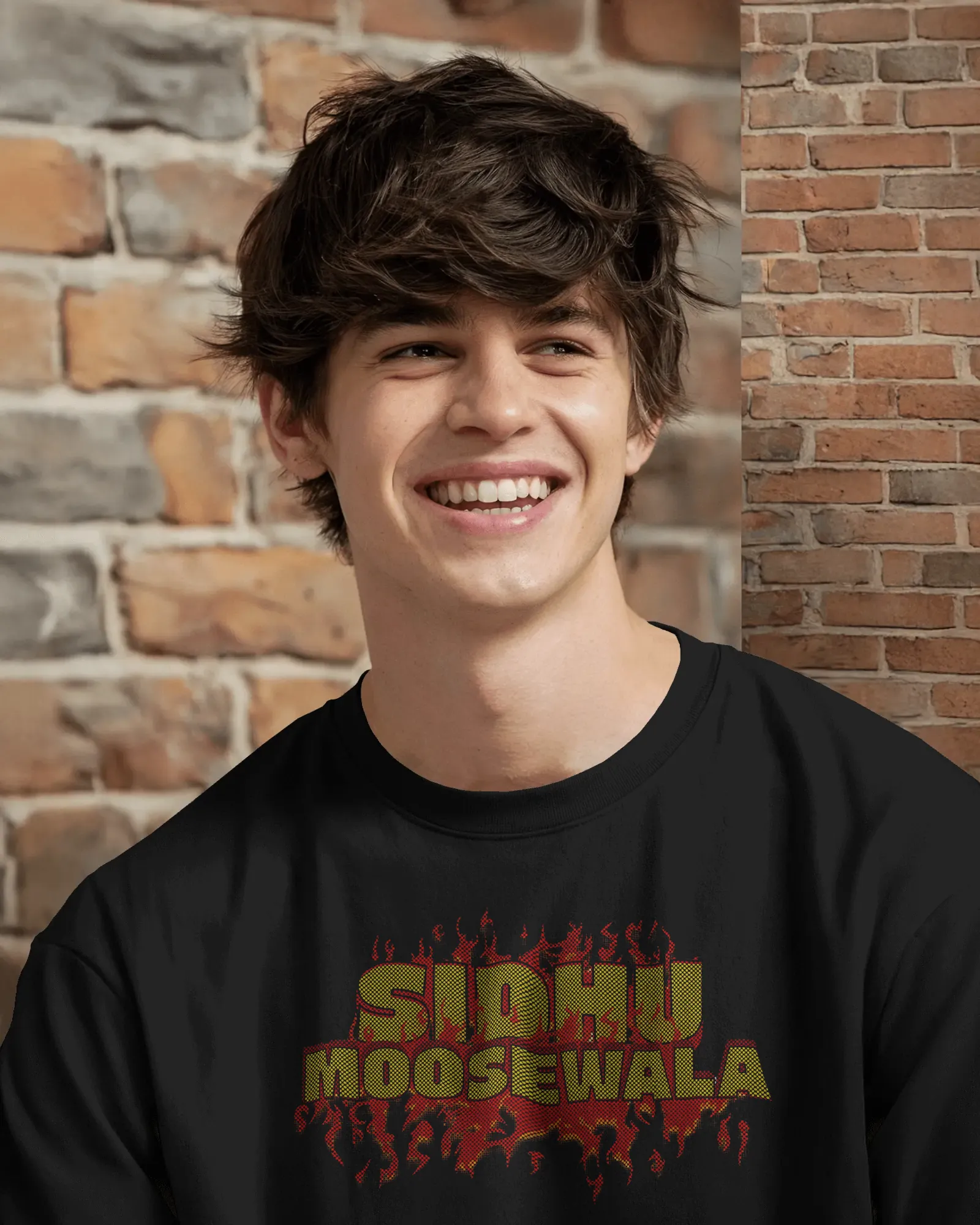 Premium Oversized Sidhu Moosewala Flame Graphic T-Shirt - alternate view