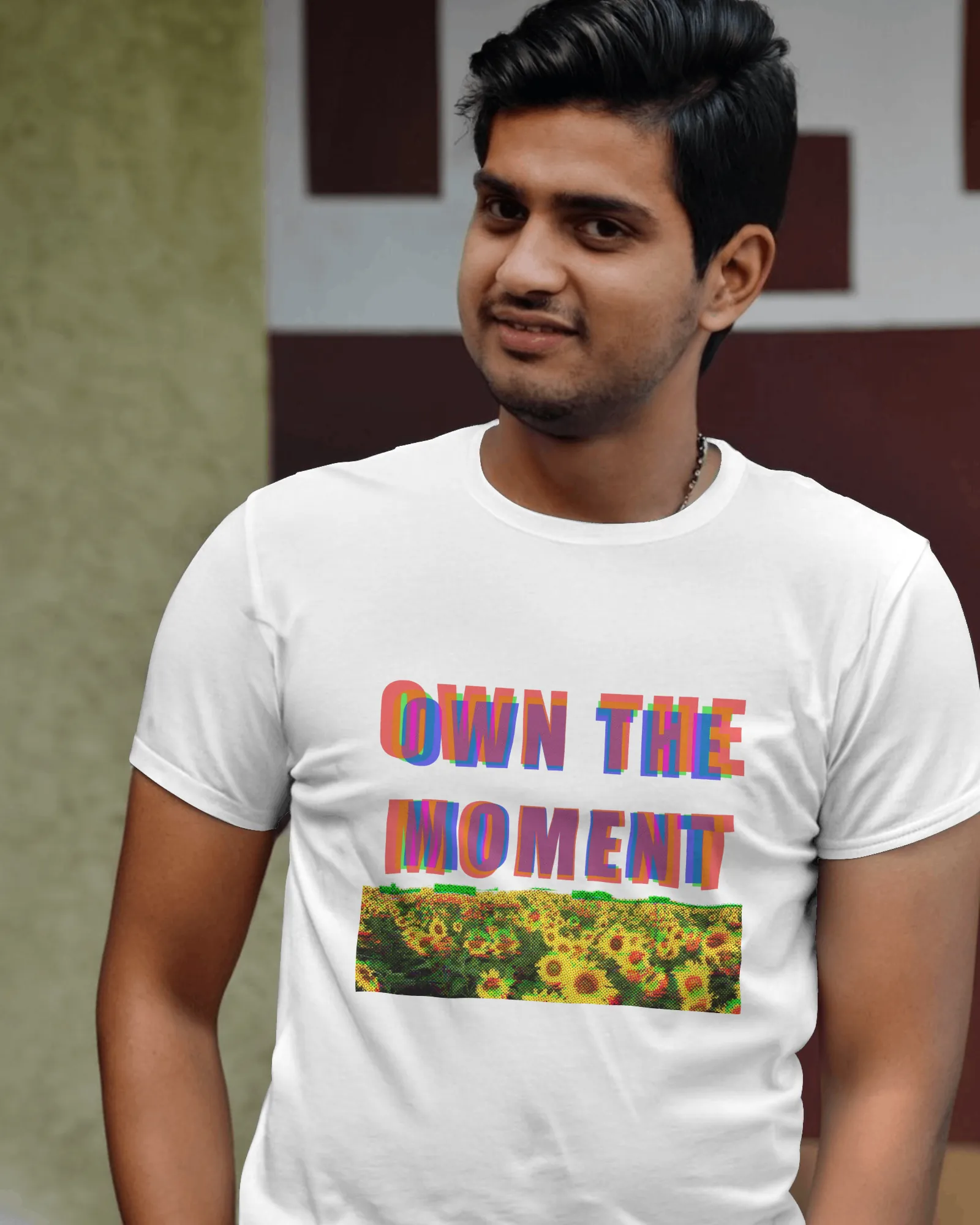 Premium 'Own The Moment' Sunflower Field Regular T-shirt - alternate view