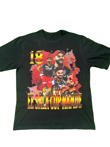 Premium RCB Cricket Team 'EE SALA CUP NAMDE' Dark Grey T-shirt - alternate view