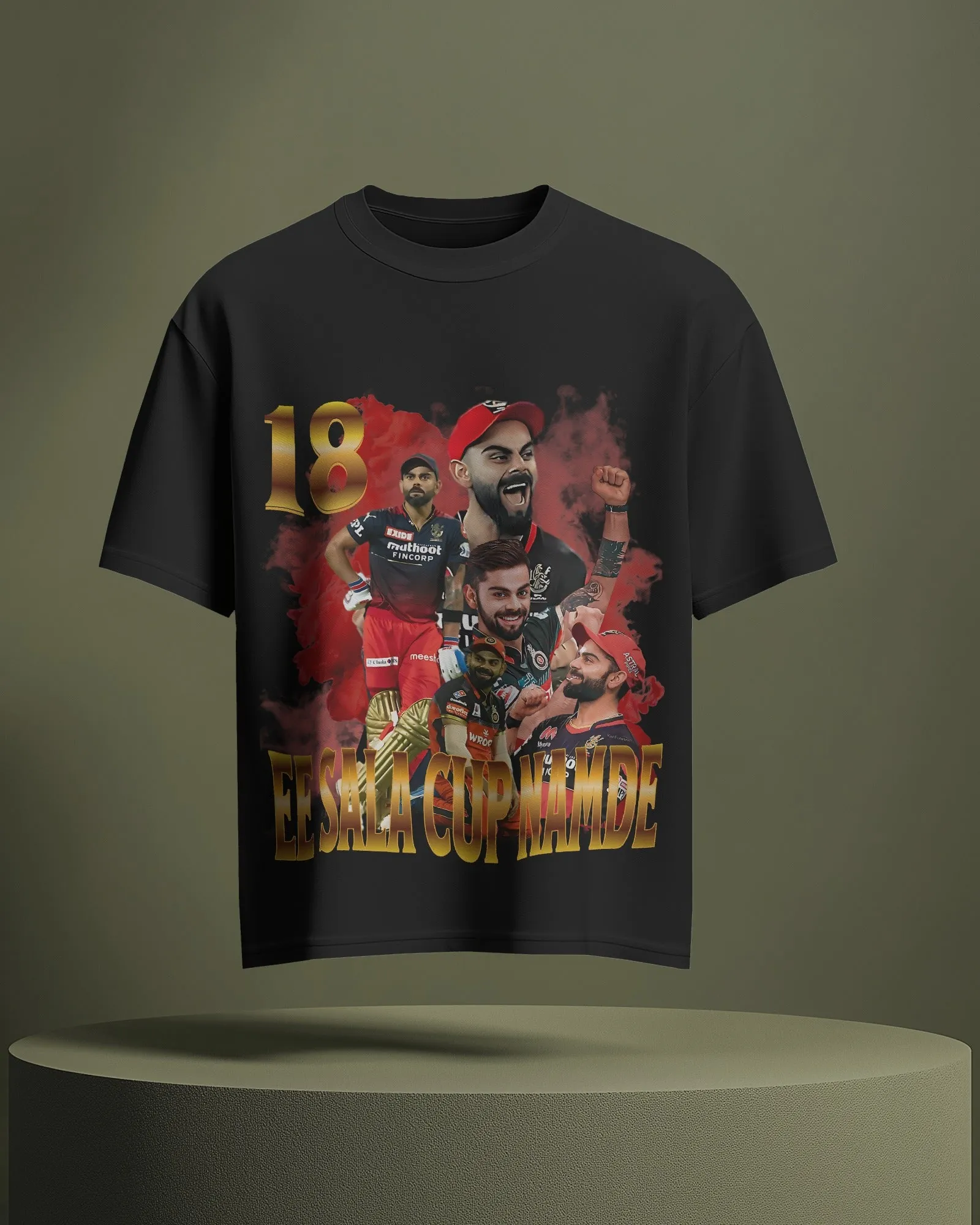 ["Premium RCB Cricket Team 'EE SALA CUP NAMDE' Dark Grey T-shirt by YORD (T-Shirts) - photo 1 of 6", "Premium RCB Cricket Team 'EE SALA CUP NAMDE' Dark Grey T-shirt by YORD (T-Shirts) - photo 2 of 6", "Premium RCB Cricket Team 'EE SALA CUP NAMDE' Dark Grey T-shirt by YORD (T-Shirts) - photo 3 of 6", "Premium RCB Cricket Team 'EE SALA CUP NAMDE' Dark Grey T-shirt by YORD (T-Shirts) - photo 4 of 6", "Premium RCB Cricket Team 'EE SALA CUP NAMDE' Dark Grey T-shirt by YORD (T-Shirts) - photo 5 of 6", "Premium RC