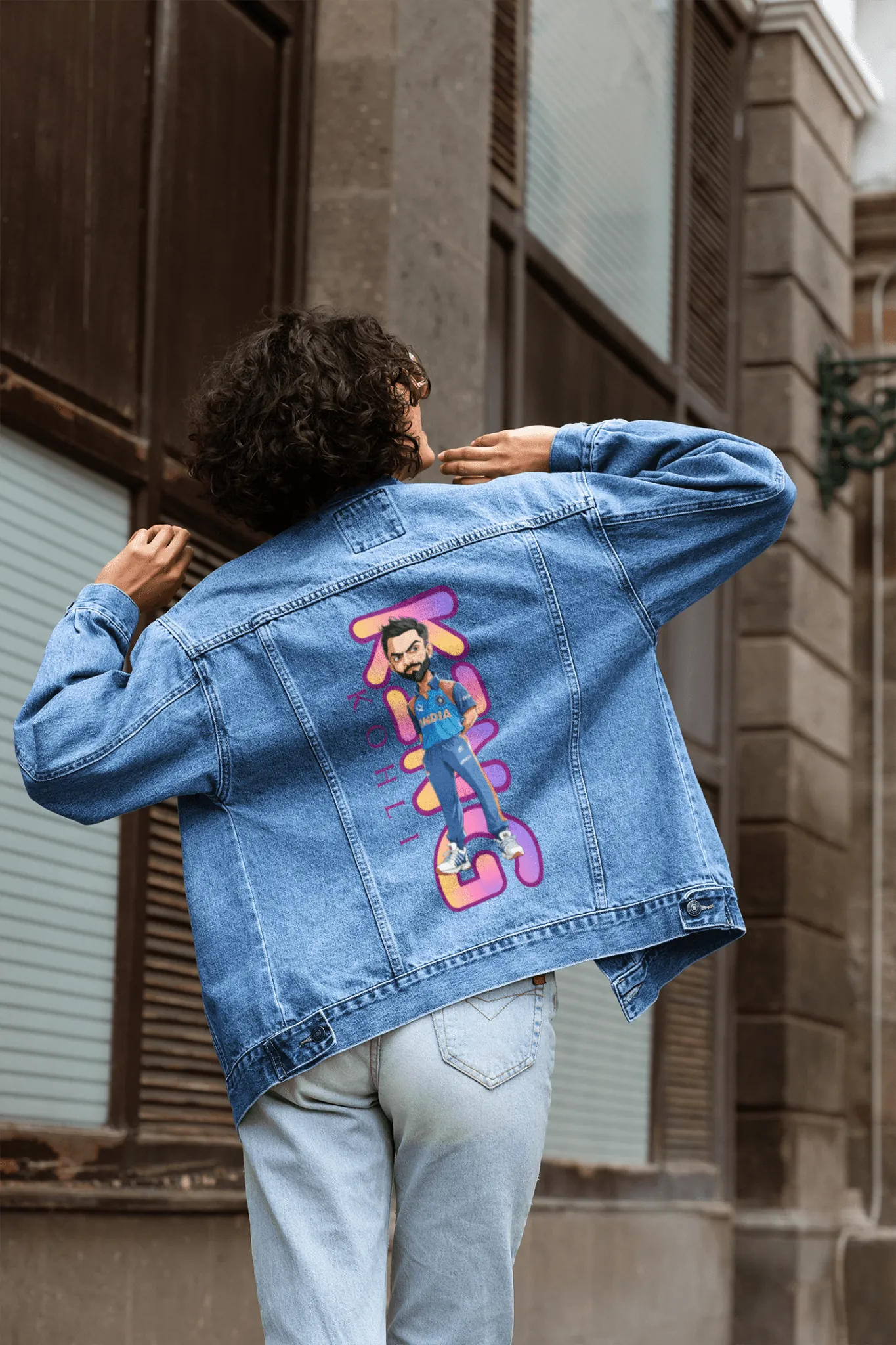 Premium RCB Indian Cricket Customized Denim Jacket - alternate view