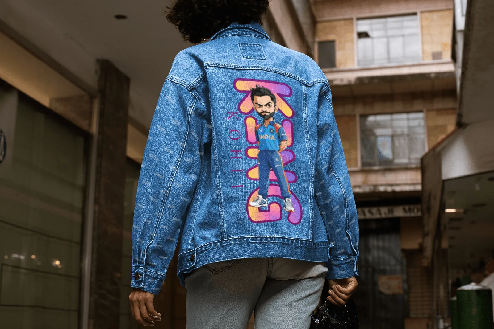 ['Premium RCB Indian Cricket Customized Denim Jacket by YORD (Denim) - photo 1 of 5', 'Premium RCB Indian Cricket Customized Denim Jacket by YORD (Denim) - photo 2 of 5', 'Premium RCB Indian Cricket Customized Denim Jacket by YORD (Denim) - photo 3 of 5', 'Premium RCB Indian Cricket Customized Denim Jacket by YORD (Denim) - photo 4 of 5', 'Premium RCB Indian Cricket Customized Denim Jacket by YORD (Denim) - photo 5 of 5']