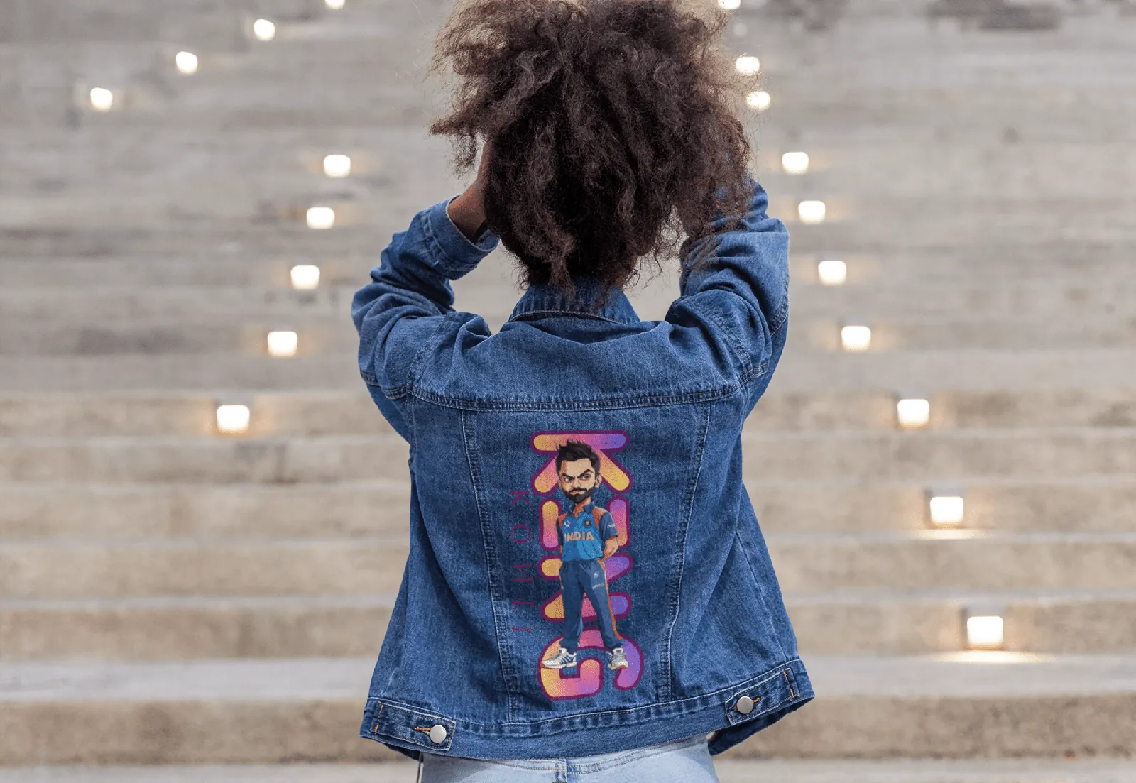 ['Premium RCB Indian Cricket Customized Denim Jacket by YORD (Denim) - photo 1 of 5', 'Premium RCB Indian Cricket Customized Denim Jacket by YORD (Denim) - photo 2 of 5', 'Premium RCB Indian Cricket Customized Denim Jacket by YORD (Denim) - photo 3 of 5', 'Premium RCB Indian Cricket Customized Denim Jacket by YORD (Denim) - photo 4 of 5', 'Premium RCB Indian Cricket Customized Denim Jacket by YORD (Denim) - photo 5 of 5']