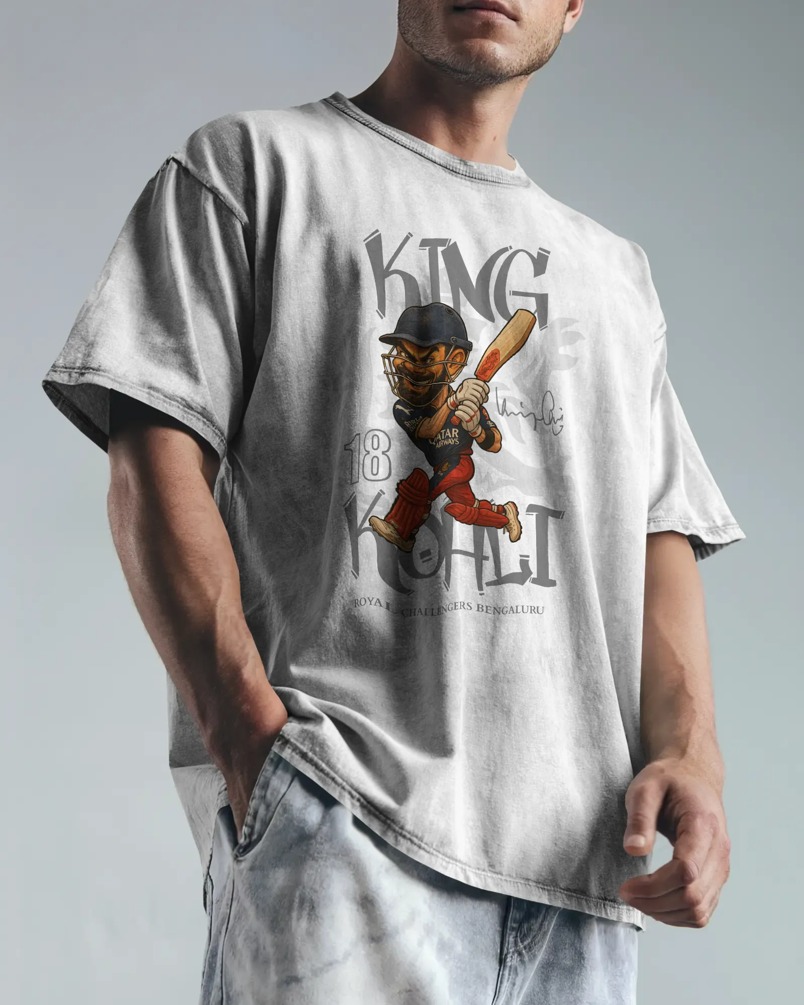 ['Premium RCB King Kohli Oversized Cricket T-shirt | IPL Edition by YORD (T-Shirts) - photo 1 of 8', 'Premium RCB King Kohli Oversized Cricket T-shirt | IPL Edition by YORD (T-Shirts) - photo 2 of 8', 'Premium RCB King Kohli Oversized Cricket T-shirt | IPL Edition by YORD (T-Shirts) - photo 3 of 8', 'Premium RCB King Kohli Oversized Cricket T-shirt | IPL Edition by YORD (T-Shirts) - photo 4 of 8', 'Premium RCB King Kohli Oversized Cricket T-shirt | IPL Edition by YORD (T-Shirts) - photo 5 of 8', 'Premium RC