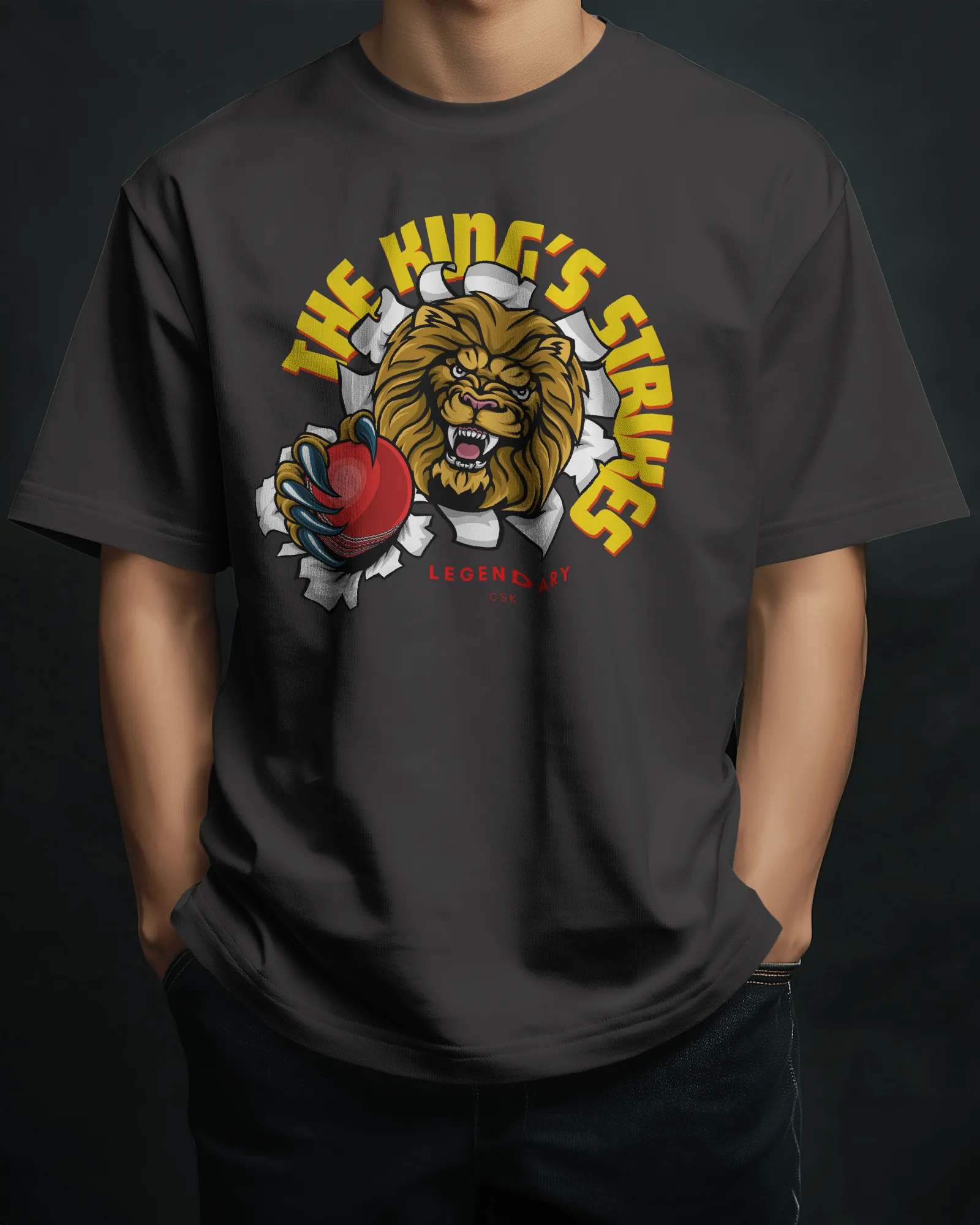 Premium RCB King's Strike Oversized Cricket T-shirt - IPL Edition - alternate view