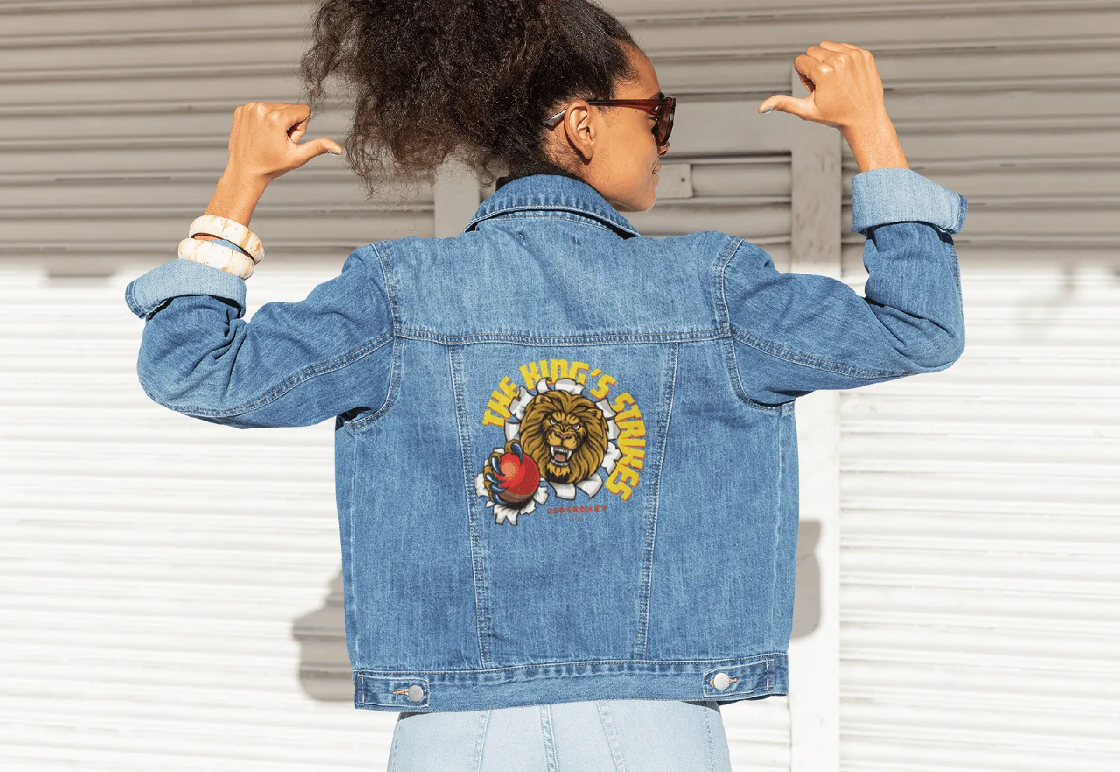 Premium RCB The Lion's Pride Embroidered Denim Jacket - alternate view