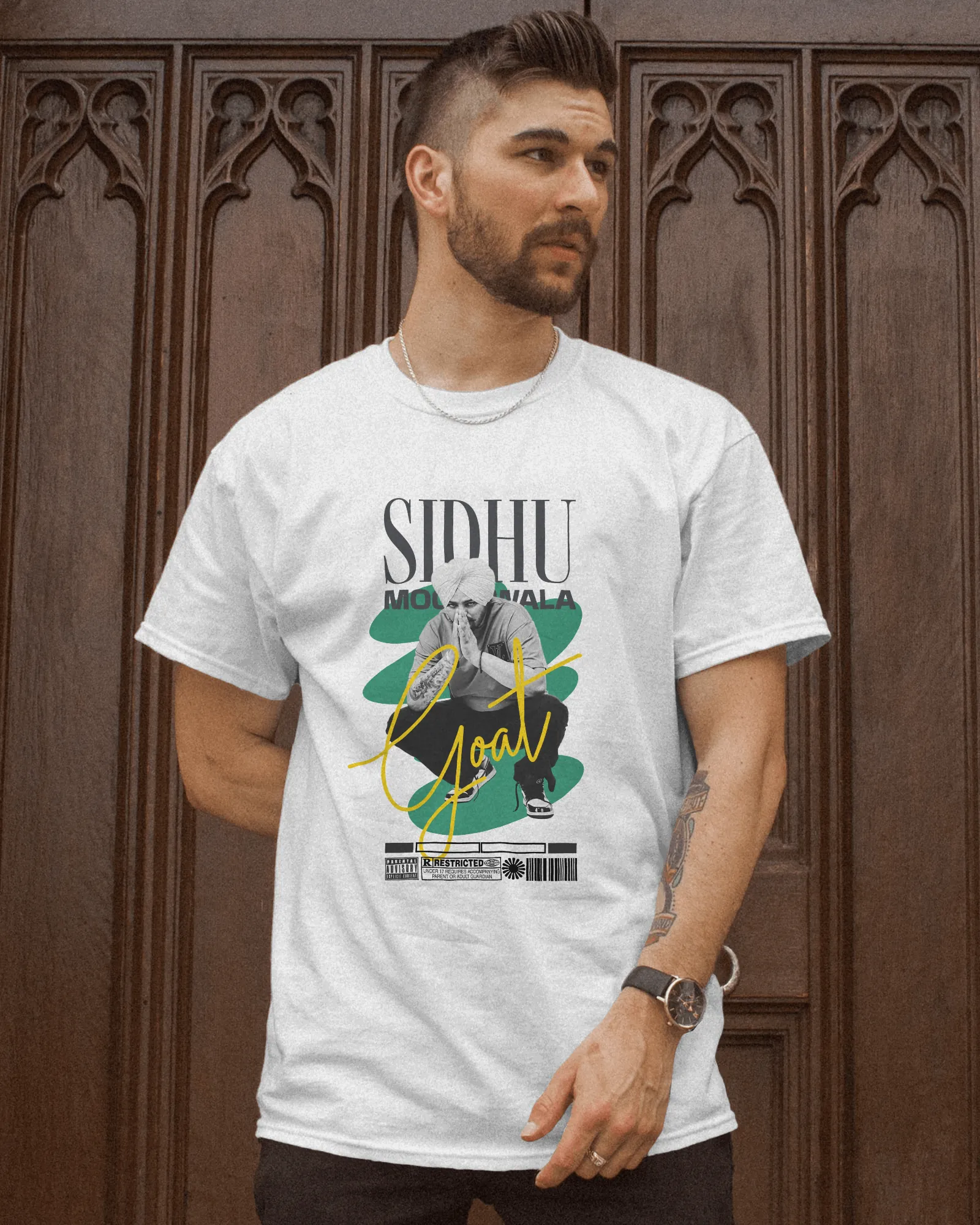 ['Premium Regular Sidhu Moosewala GOAT Edition White T-shirt by YORD (T-Shirts) - photo 1 of 7', 'Premium Regular Sidhu Moosewala GOAT Edition White T-shirt by YORD (T-Shirts) - photo 2 of 7', 'Premium Regular Sidhu Moosewala GOAT Edition White T-shirt by YORD (T-Shirts) - photo 3 of 7', 'Premium Regular Sidhu Moosewala GOAT Edition White T-shirt by YORD (T-Shirts) - photo 4 of 7', 'Premium Regular Sidhu Moosewala GOAT Edition White T-shirt by YORD (T-Shirts) - photo 5 of 7', 'Premium Regular Sidhu Moosewal
