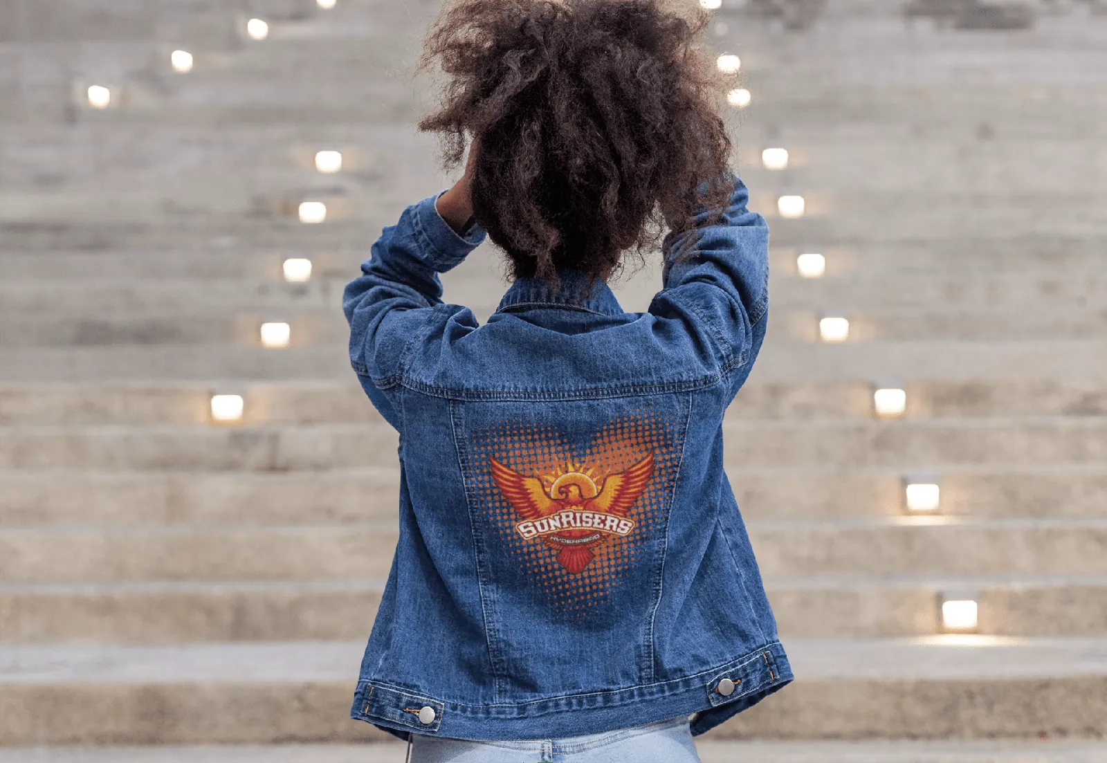 Premium SRH Sunrisers Hyderabad Logo Denim Jacket - alternate view
